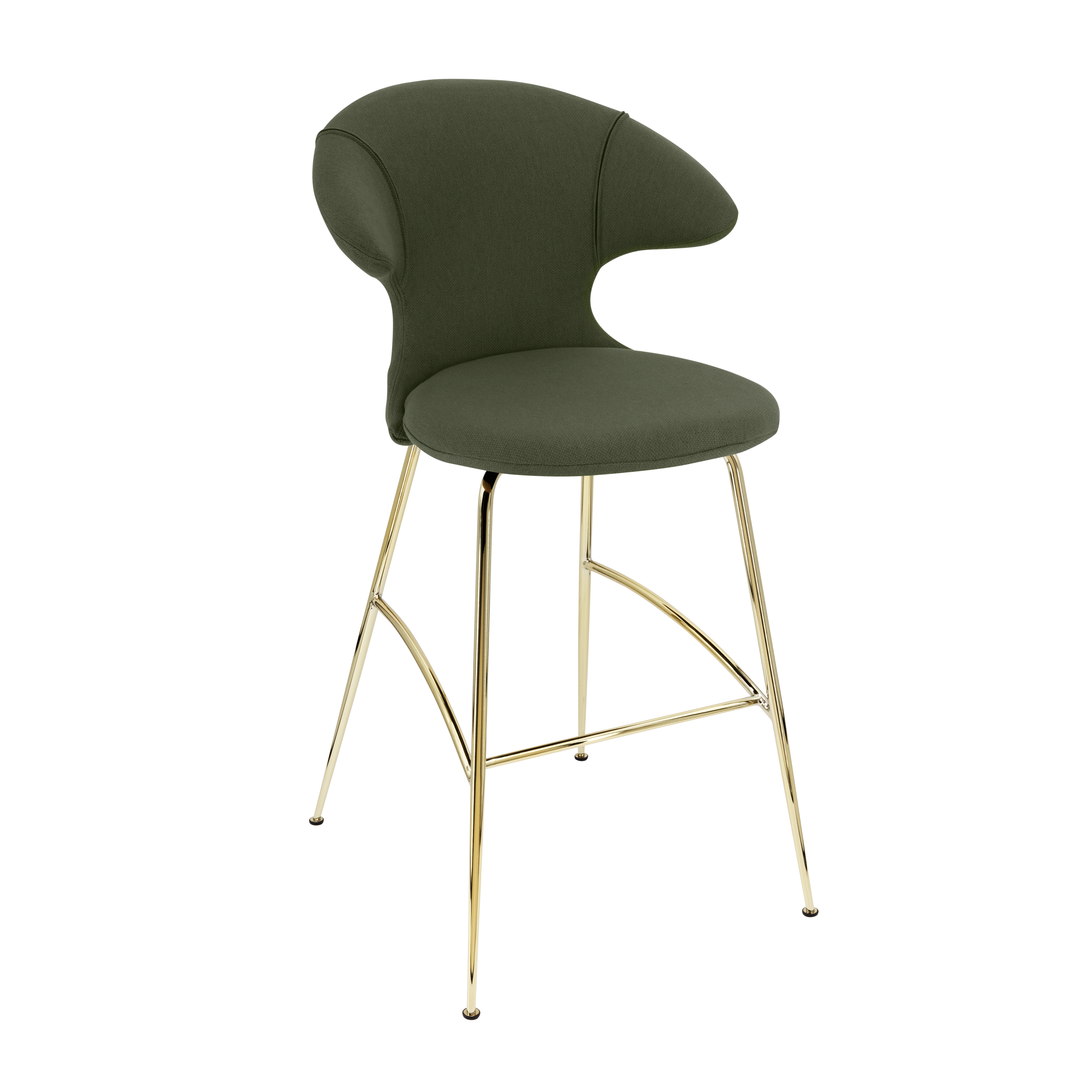 Krzesło barowe TIME FLIES oliwkowy ze złotą podstawą UMAGE    Eye on Design