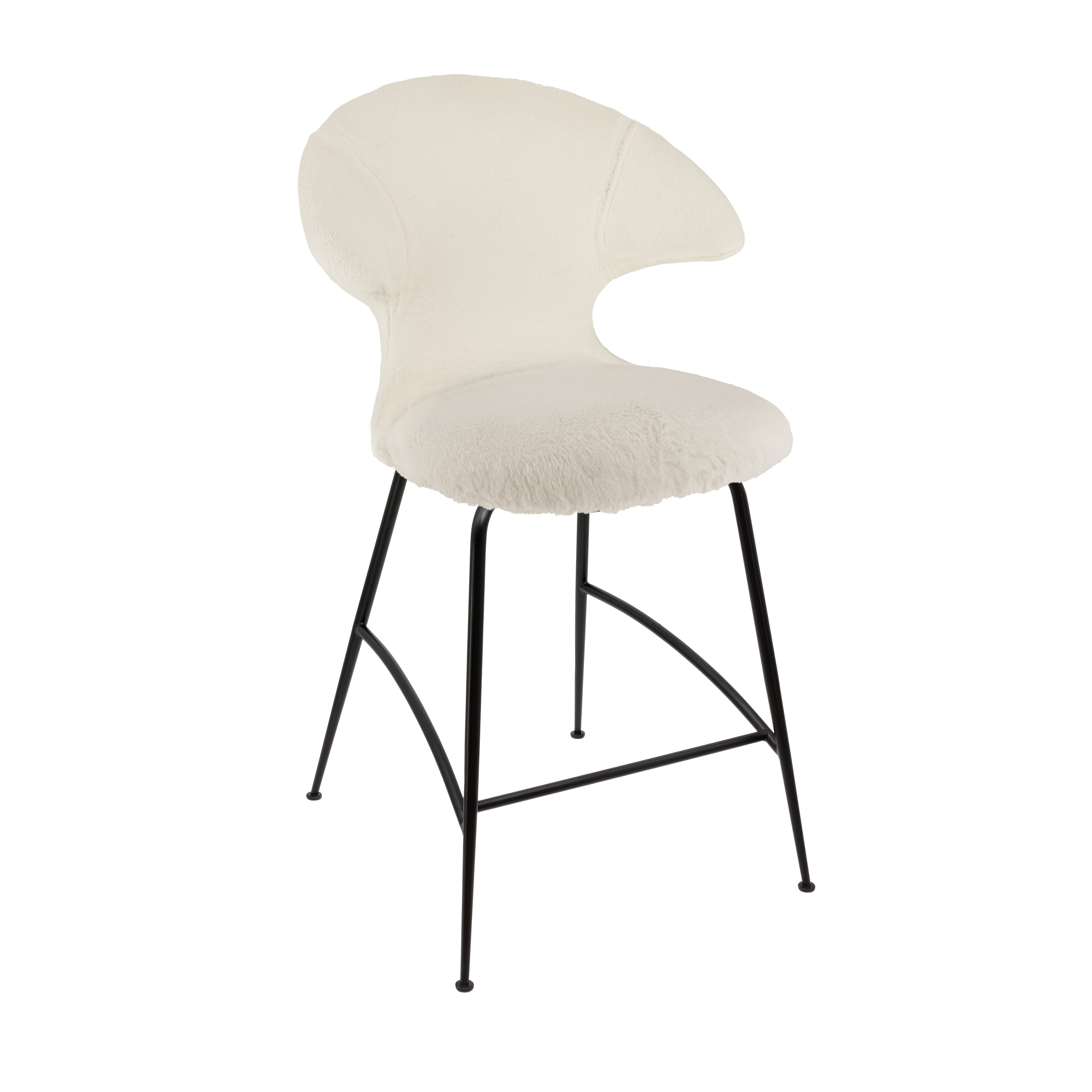 Krzesło barowe TIME FLIES kremowy plusz z czarną podstawą UMAGE    Eye on Design