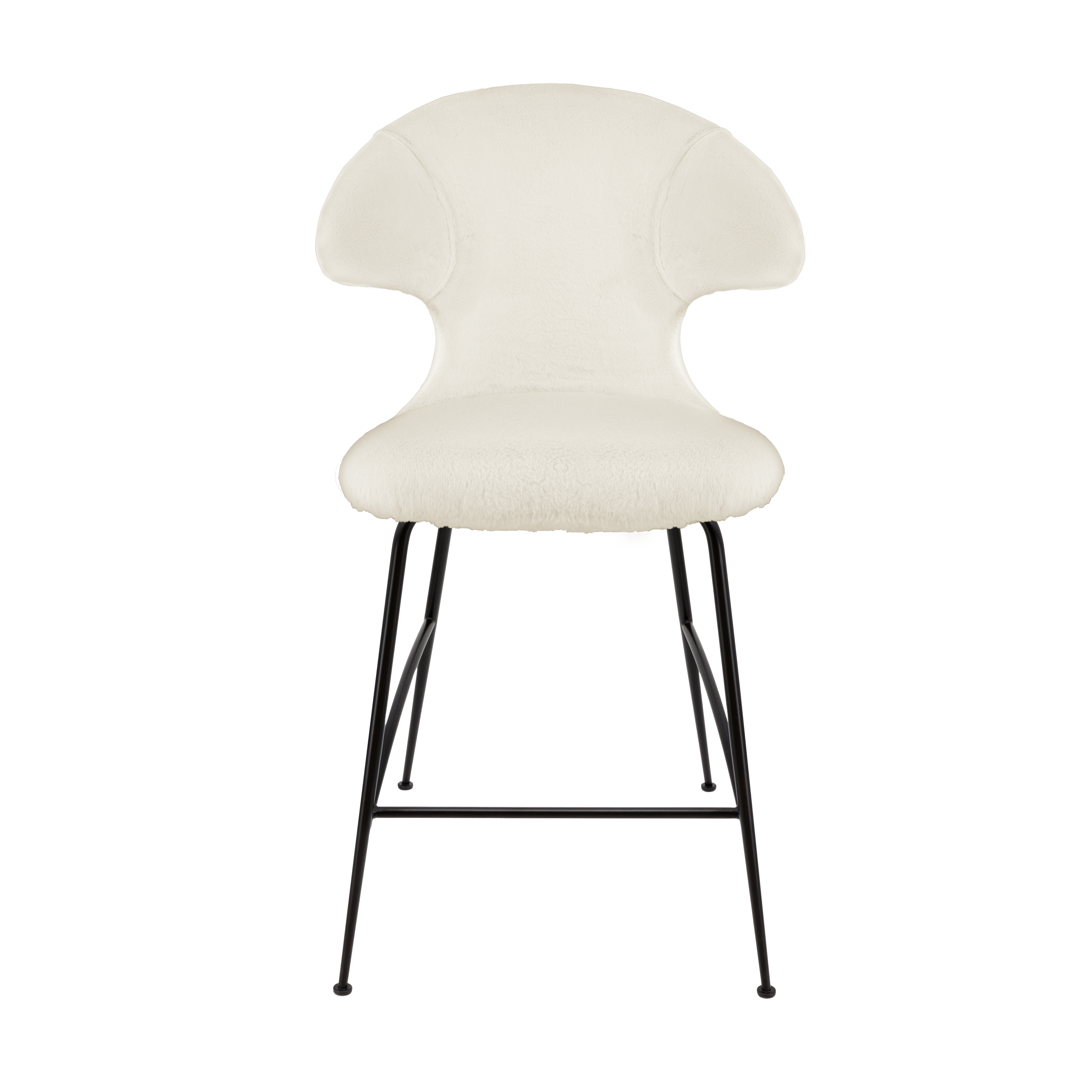 Krzesło barowe TIME FLIES kremowy plusz z czarną podstawą UMAGE 102 cm   Eye on Design