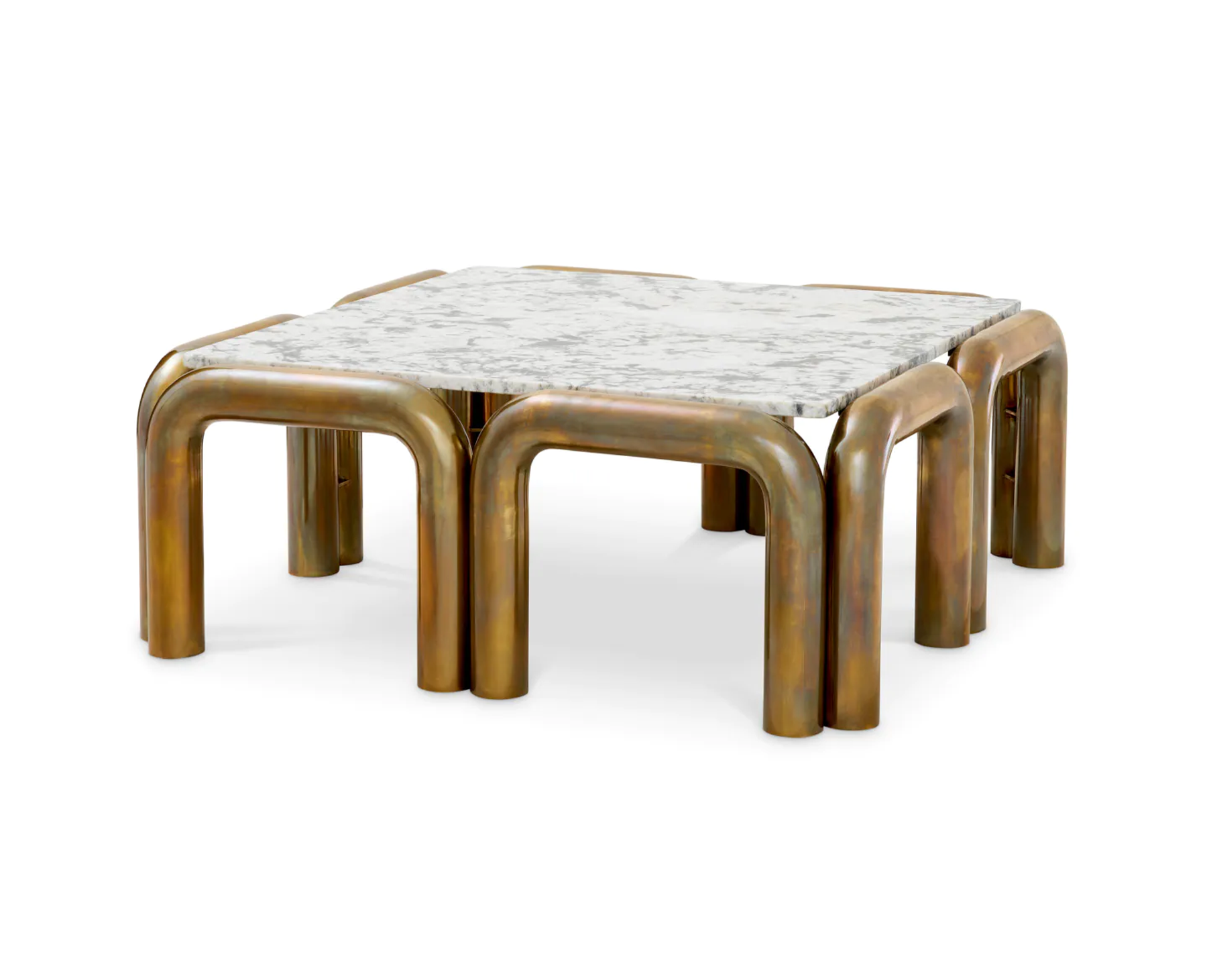 Sunwood coffee table, a marble top with ancient gold