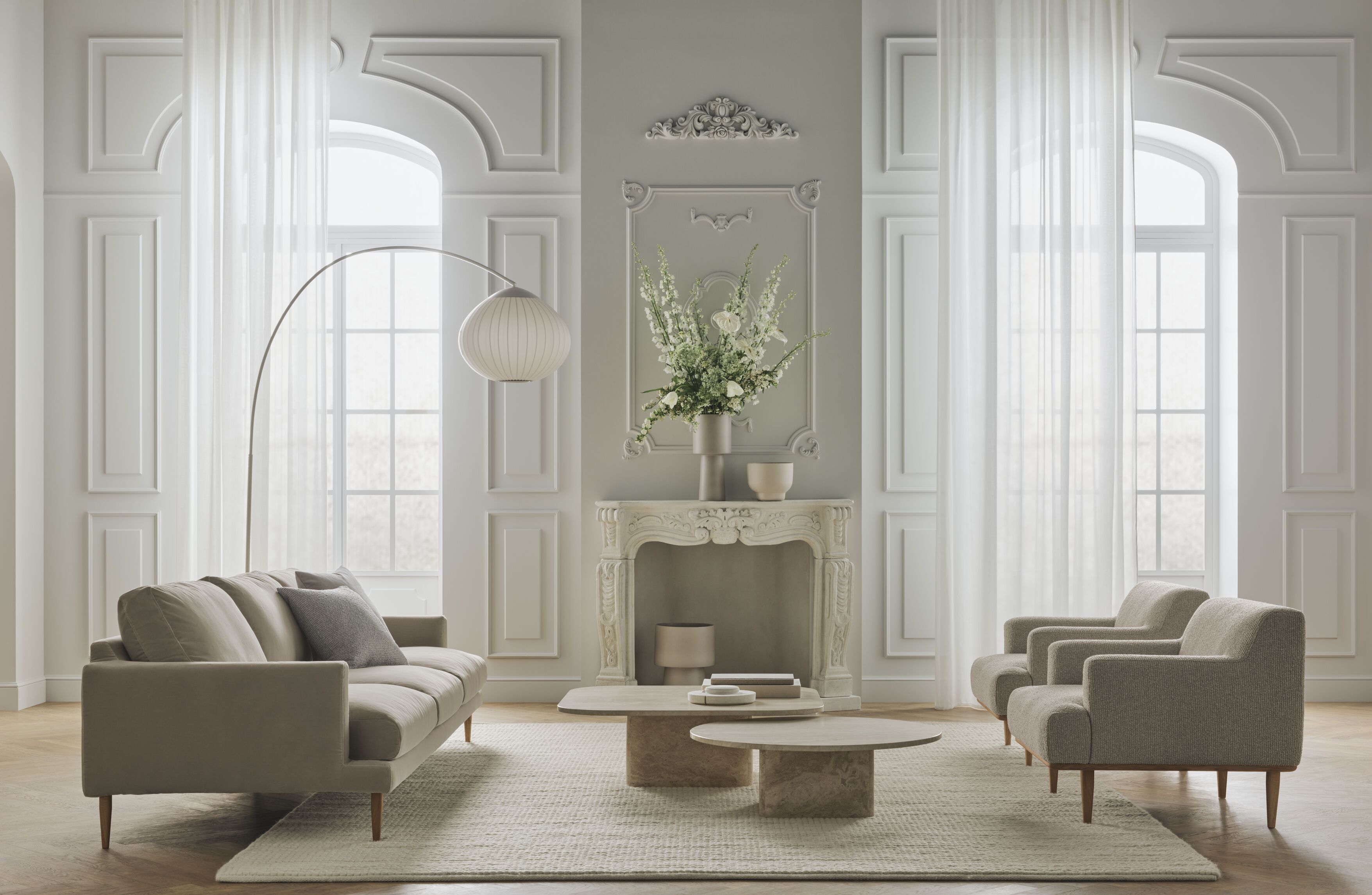 Dover armchair base made of bleached oak wood