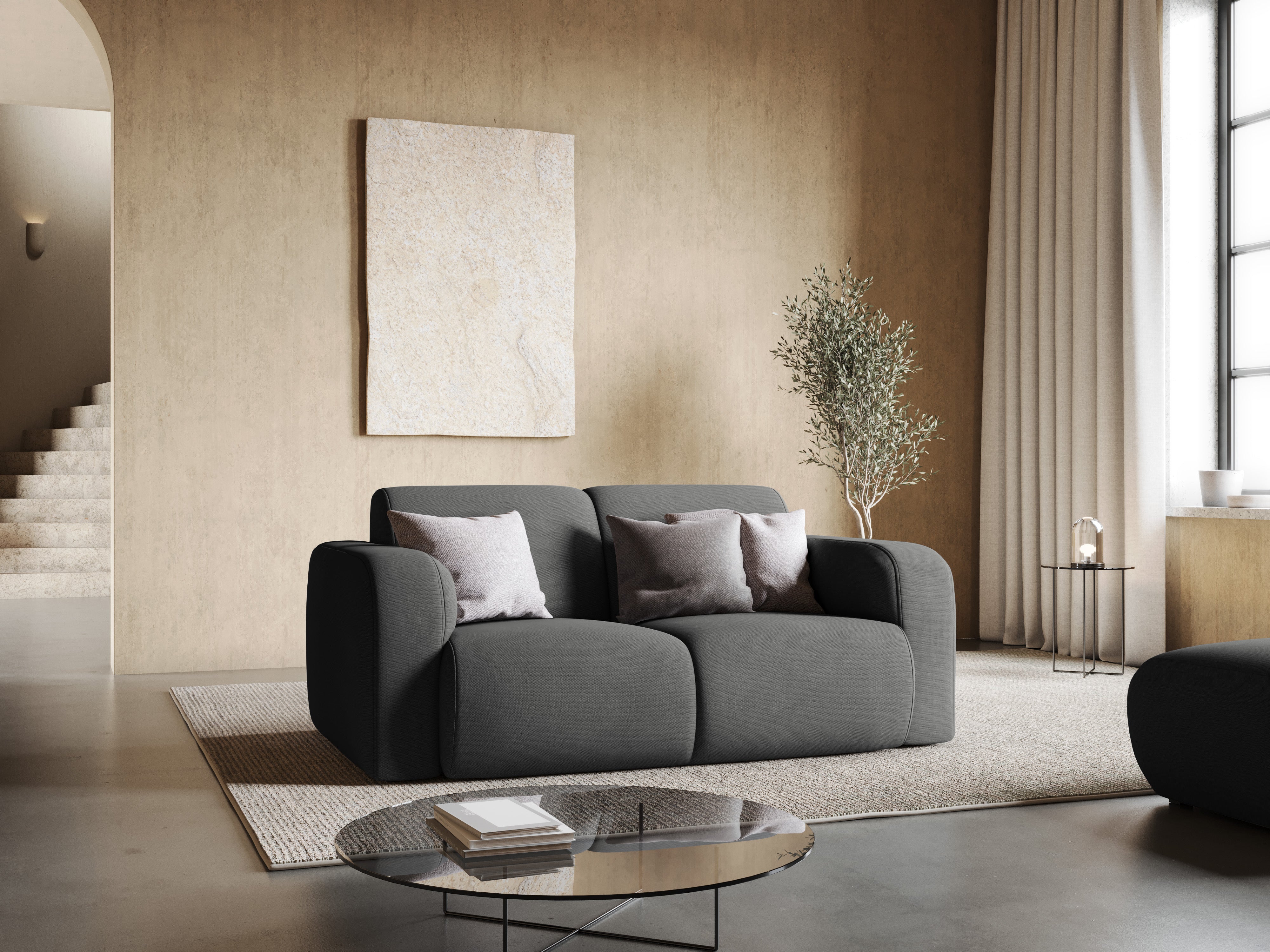 Sofa w tkaninie chenillowej 2-osobowa LOLA ciemnoszary Windsor & Co    Eye on Design