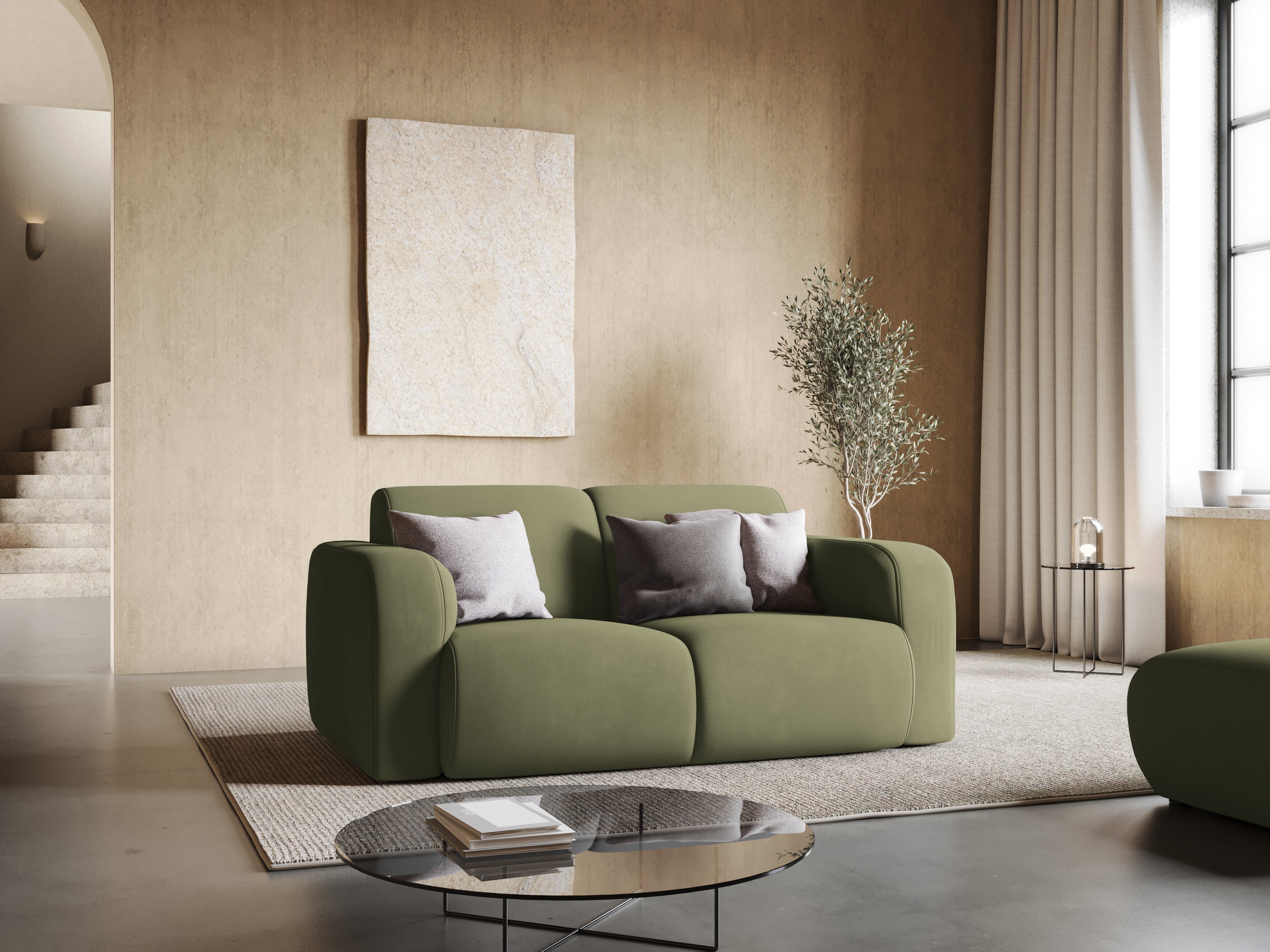 Sofa w tkaninie chenillowej 2-osobowa LOLA jasnozielony Windsor & Co    Eye on Design