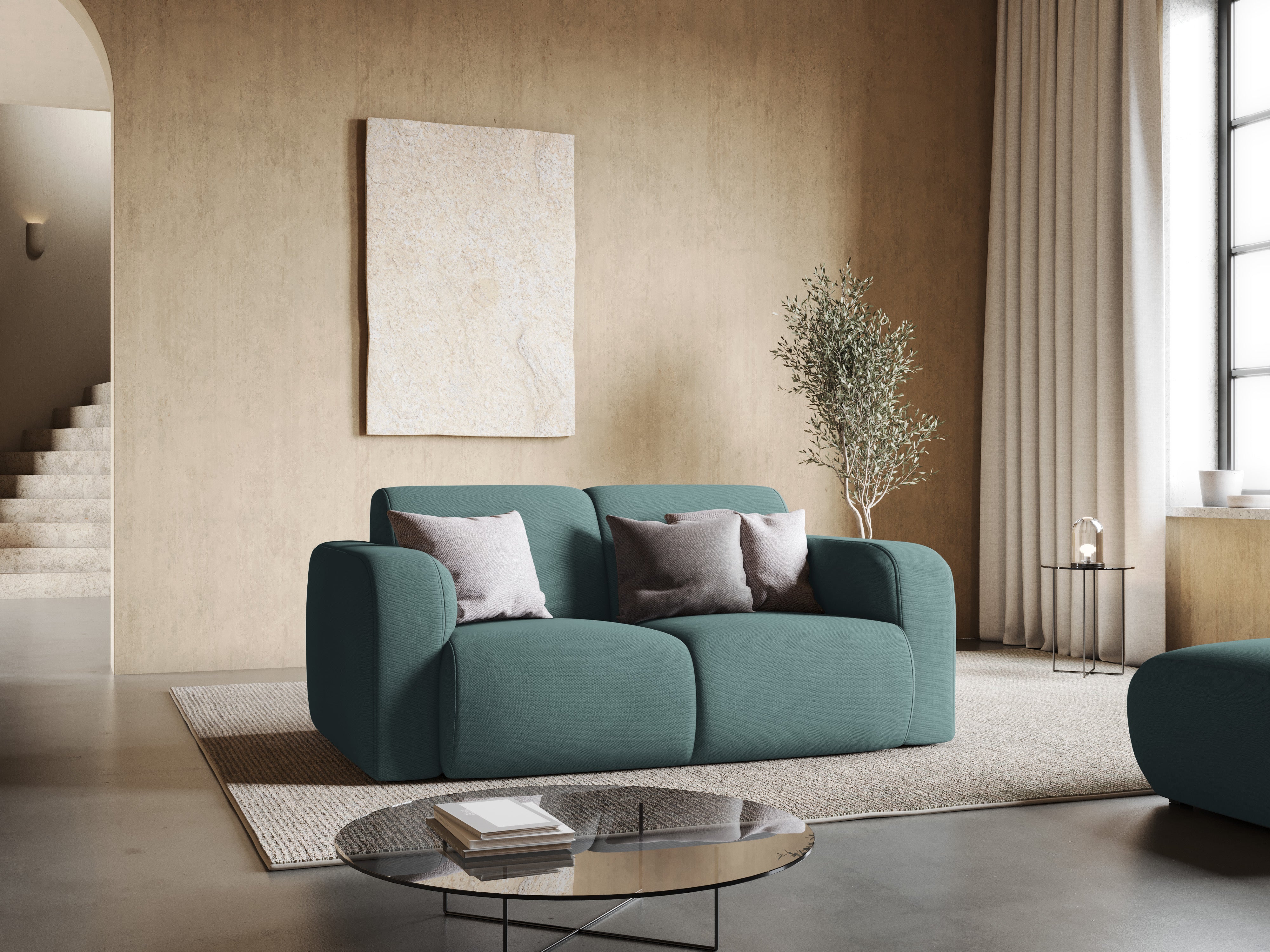 Sofa w tkaninie chenillowej 2-osobowa LOLA morska zieleń Windsor & Co    Eye on Design
