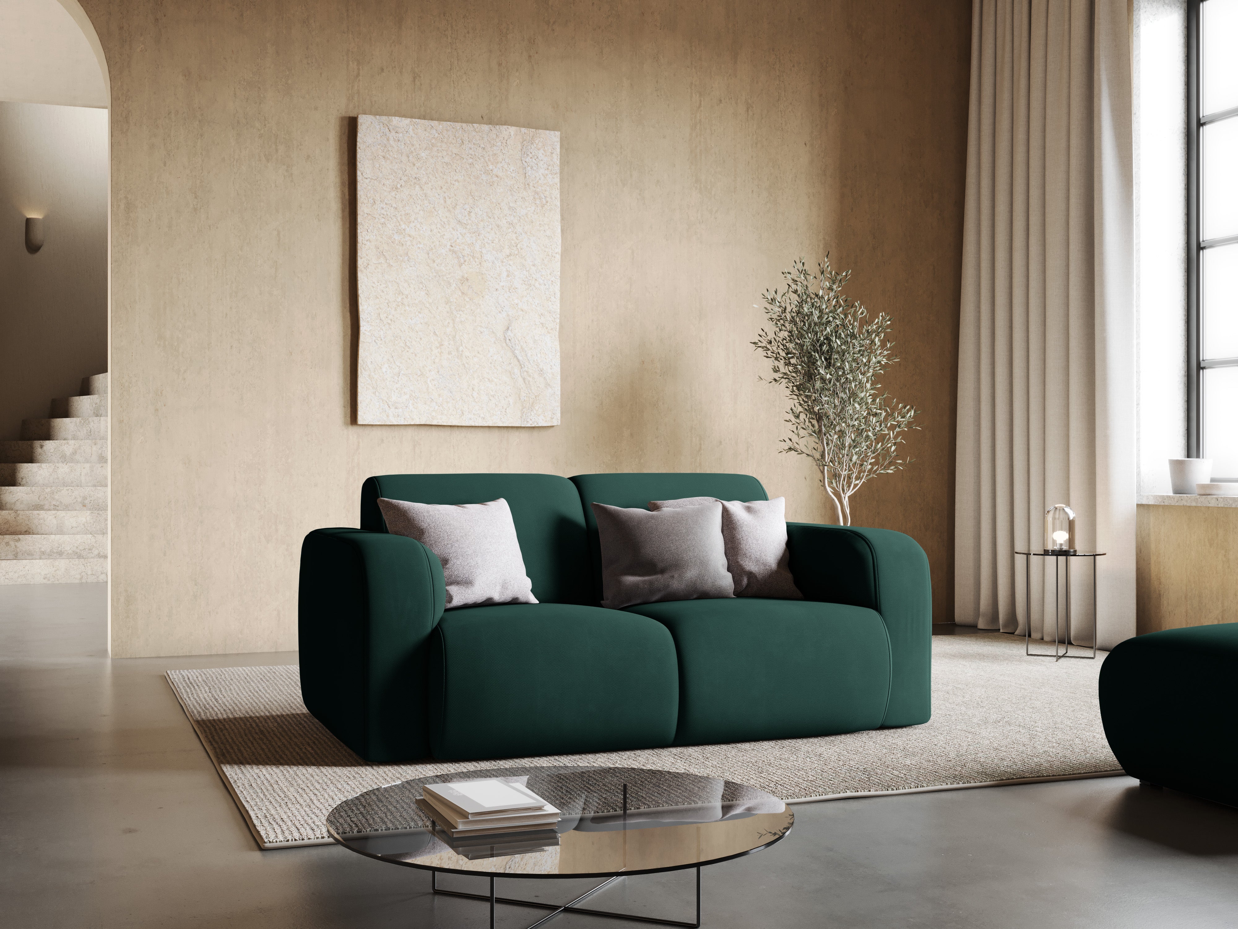 Sofa w tkaninie chenillowej 2-osobowa LOLA butelkowa zieleń Windsor & Co    Eye on Design