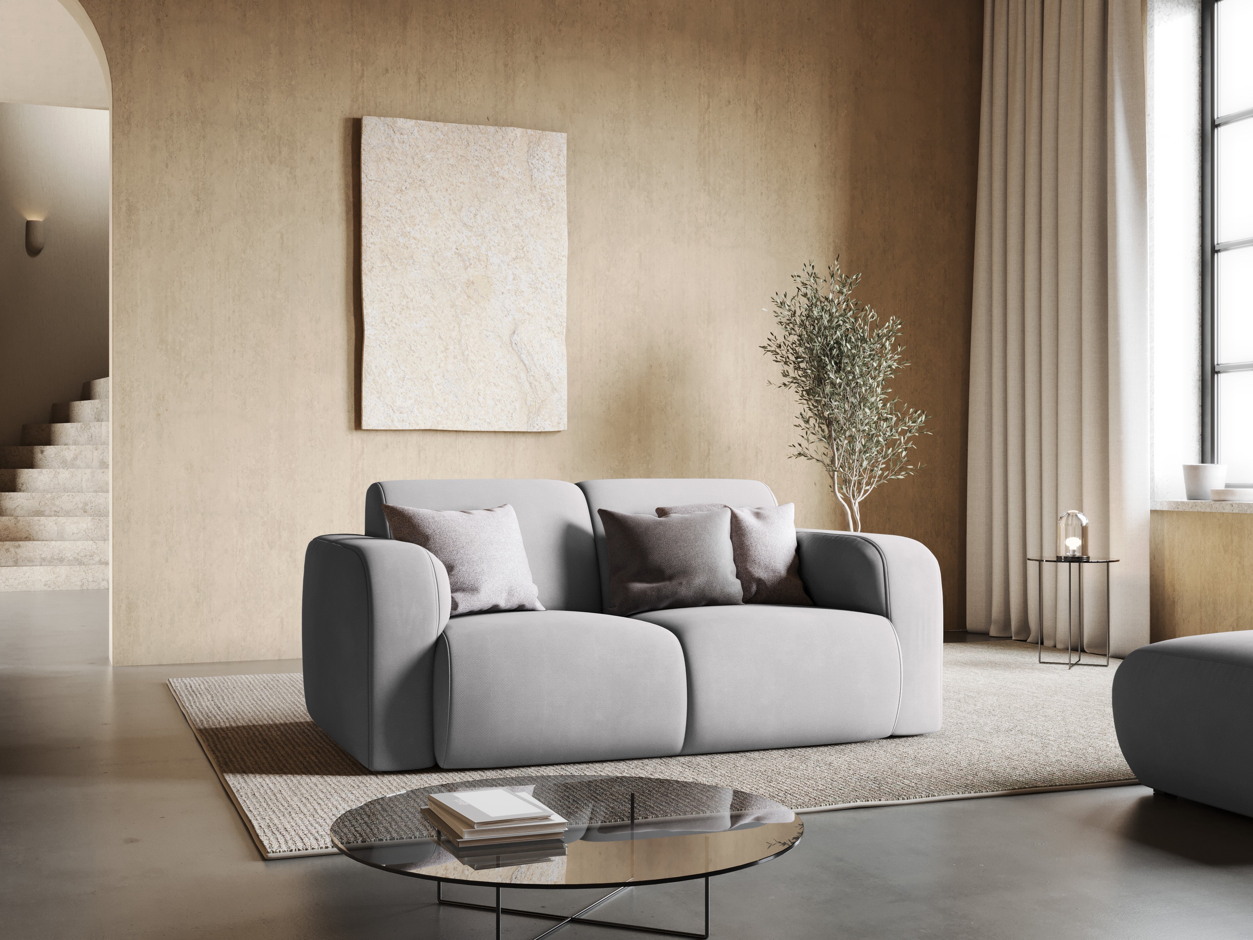 Sofa w tkaninie chenillowej 2-osobowa LOLA jasnoszary Windsor & Co    Eye on Design
