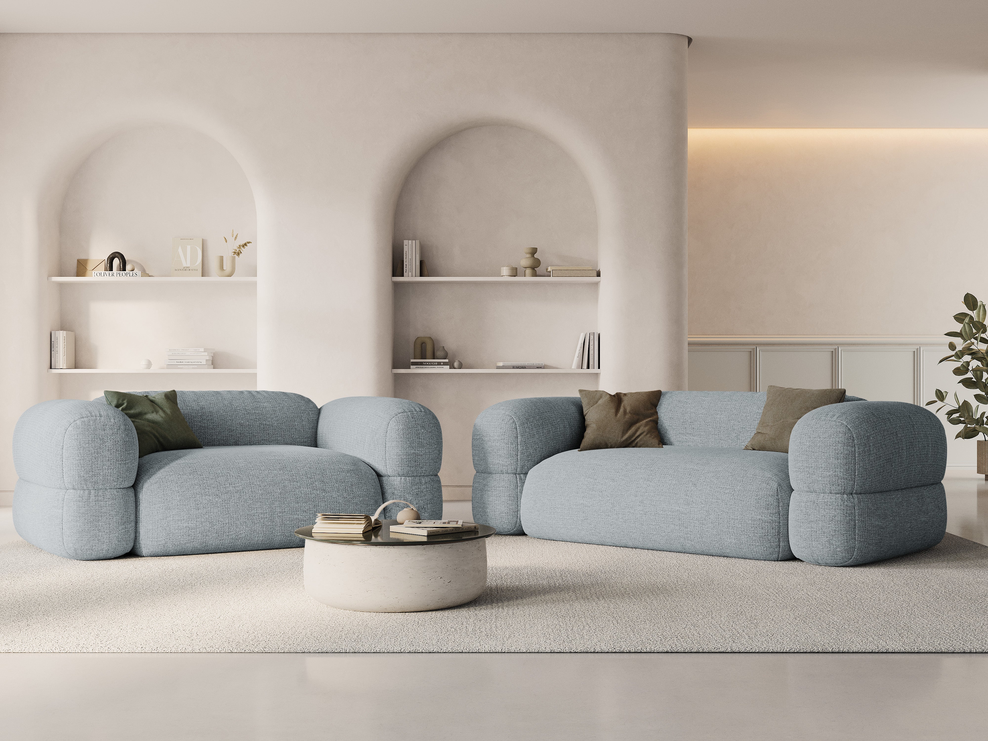 Sofa 2-osobowa ROGER błękitny szenil
