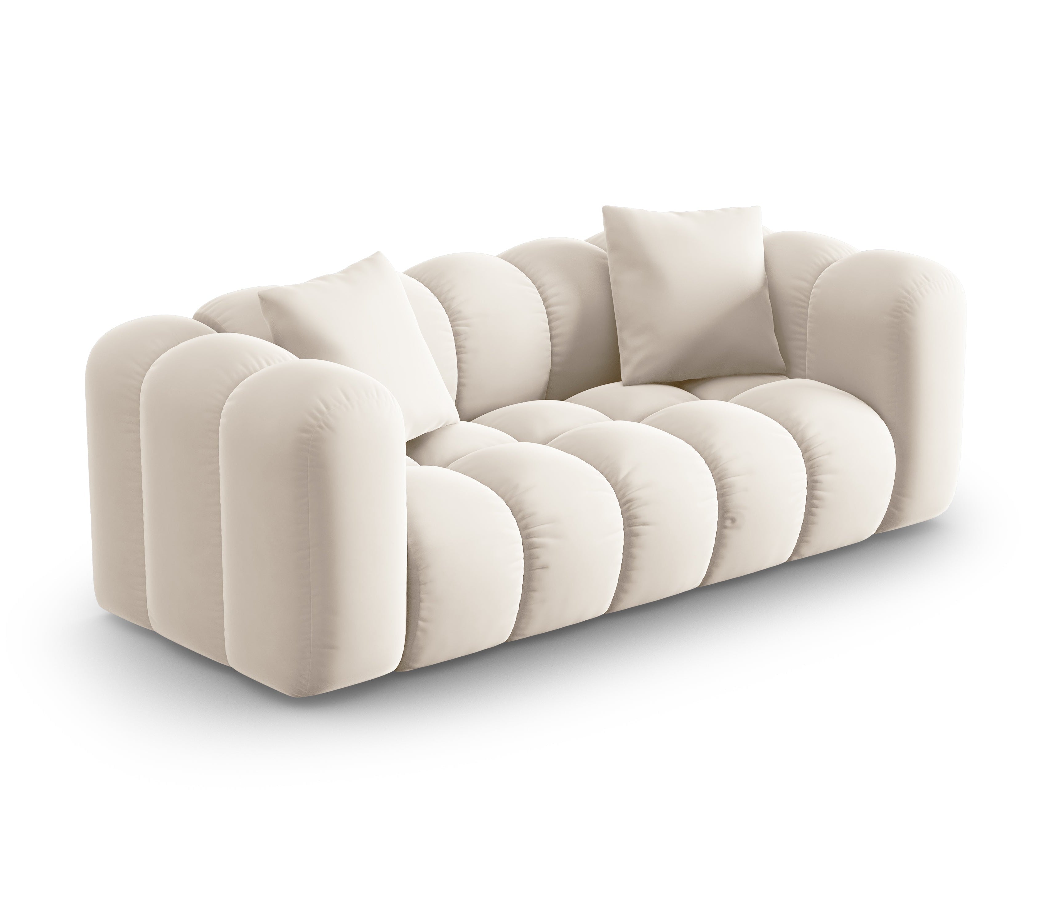 2-person velvet sofa, light beige Halley