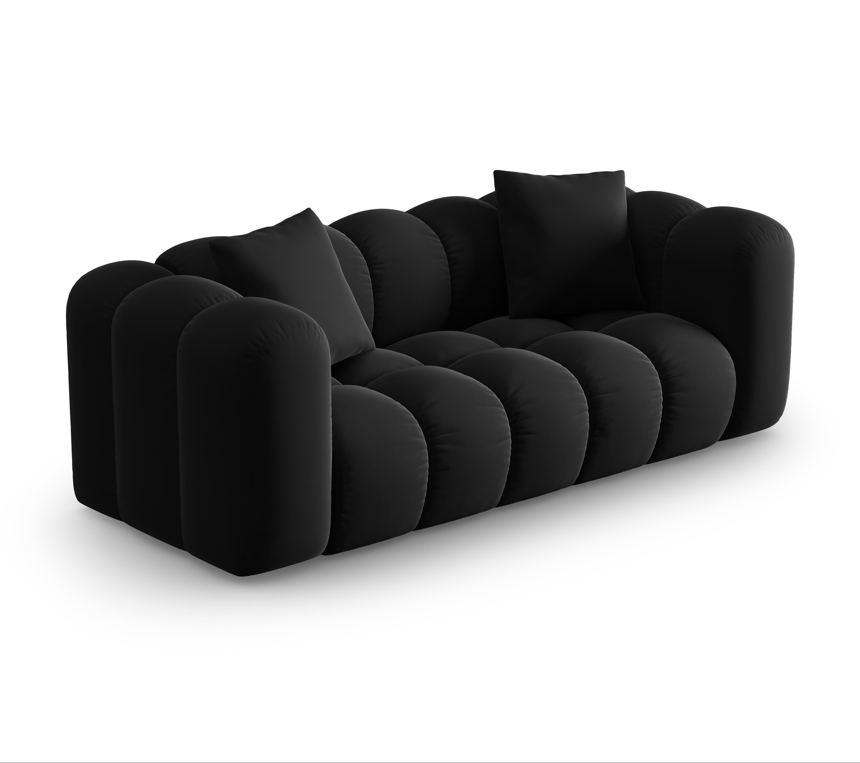 Black 2-person velvet sofa