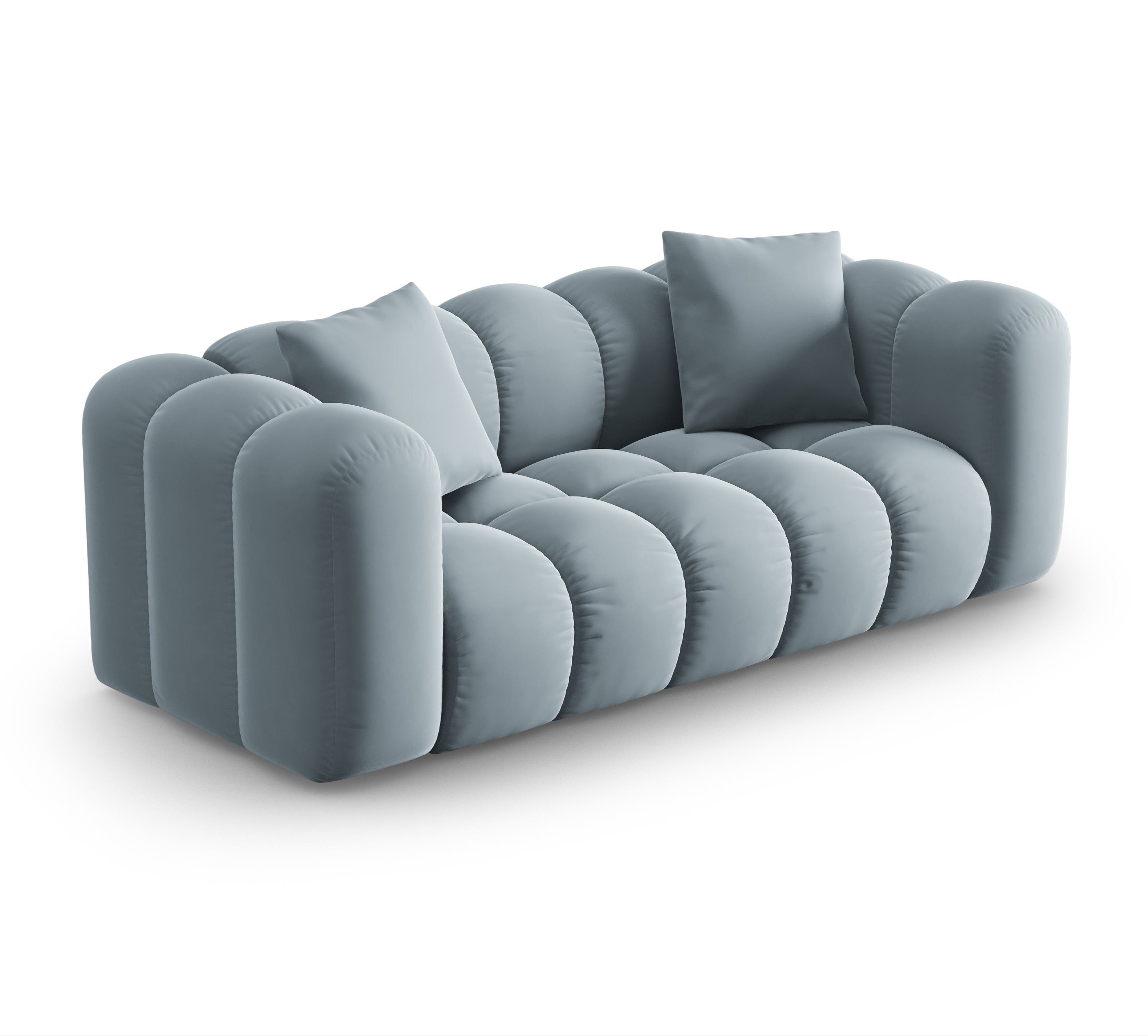 2-person velvet sofa, light blue Halley