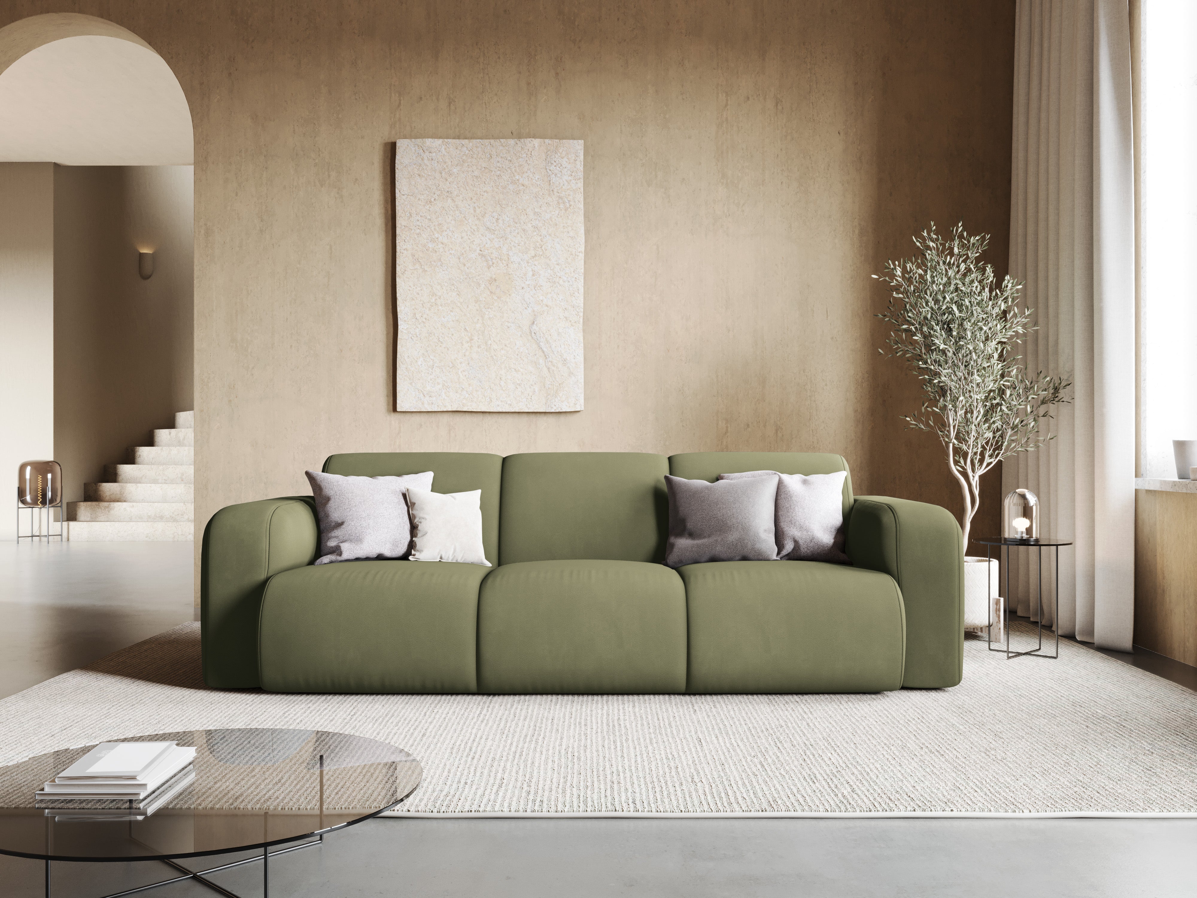 Sofa w tkaninie chenillowej 3-osobowa LOLA jasnozielony Windsor & Co    Eye on Design