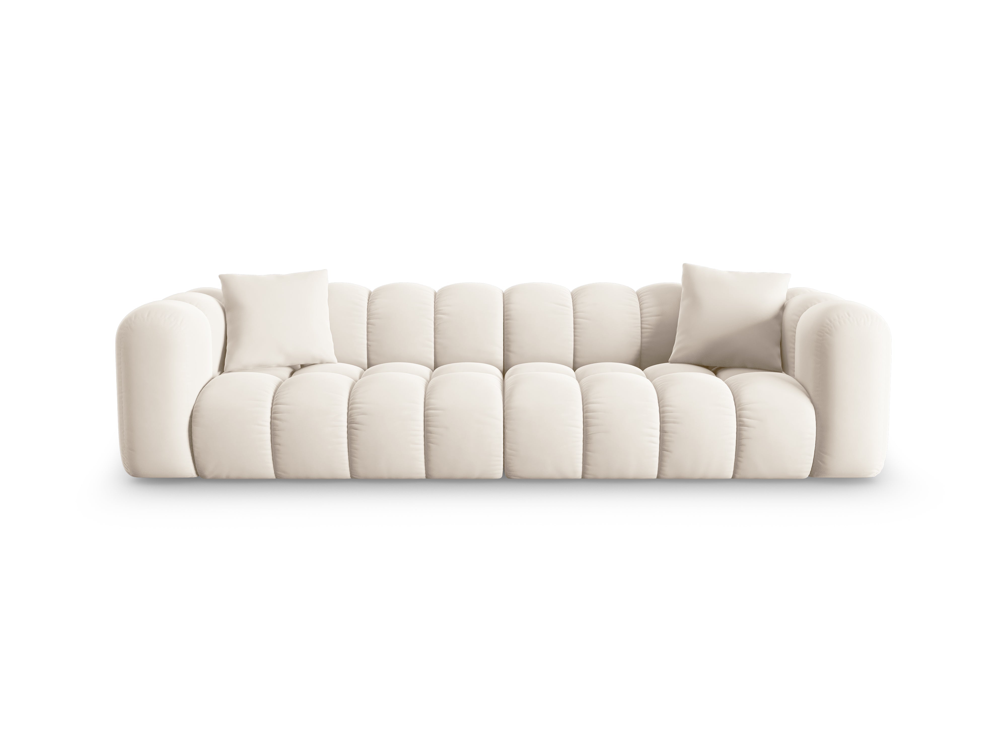 Velvet sofa 4-person light beige Halley