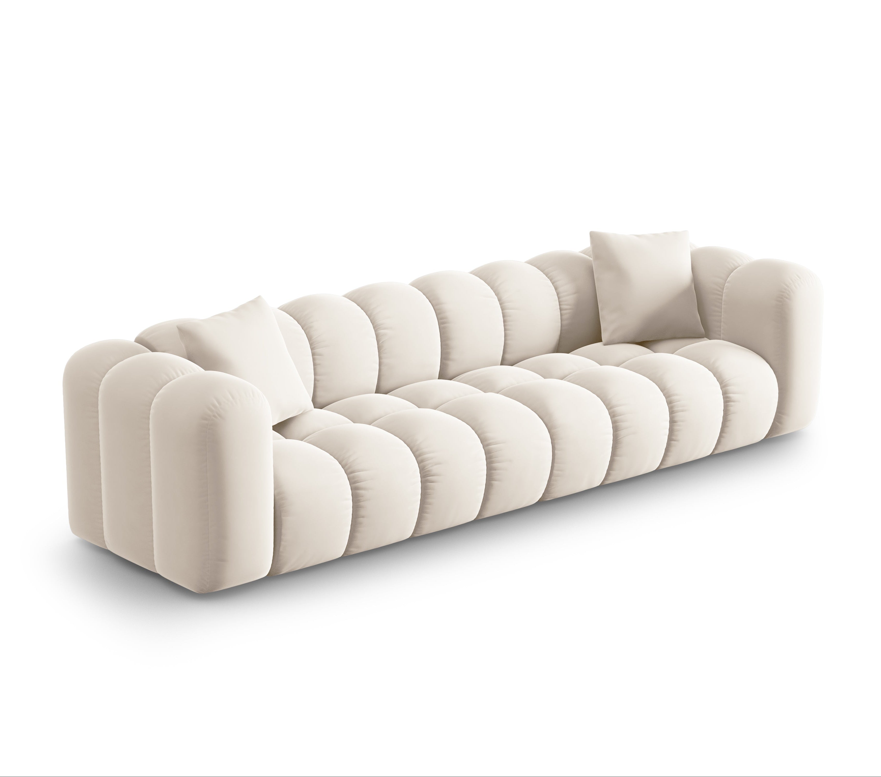 Velvet sofa 4-person light beige Halley