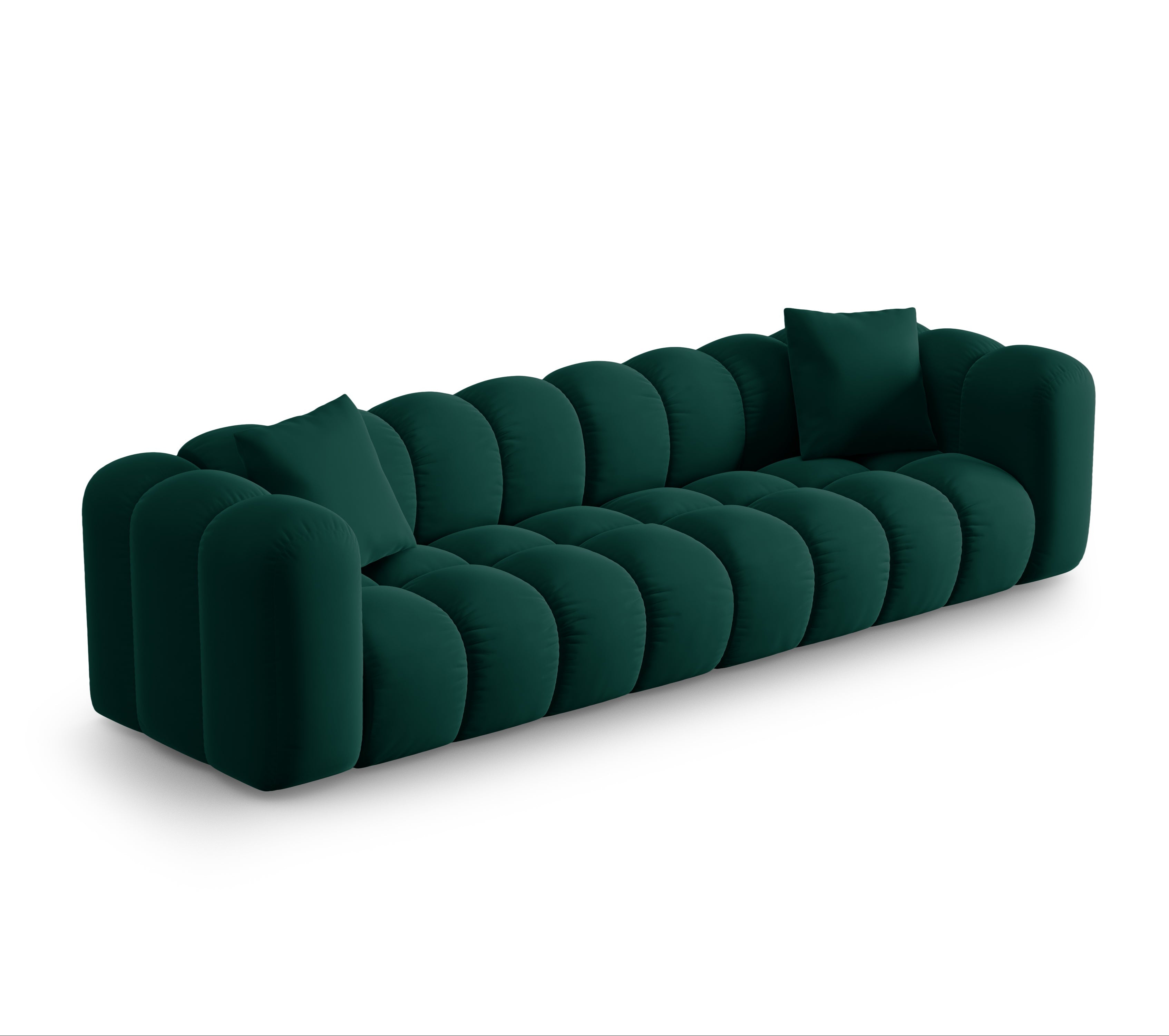 Velvet sofa 4-person Halley Bottle Greenery