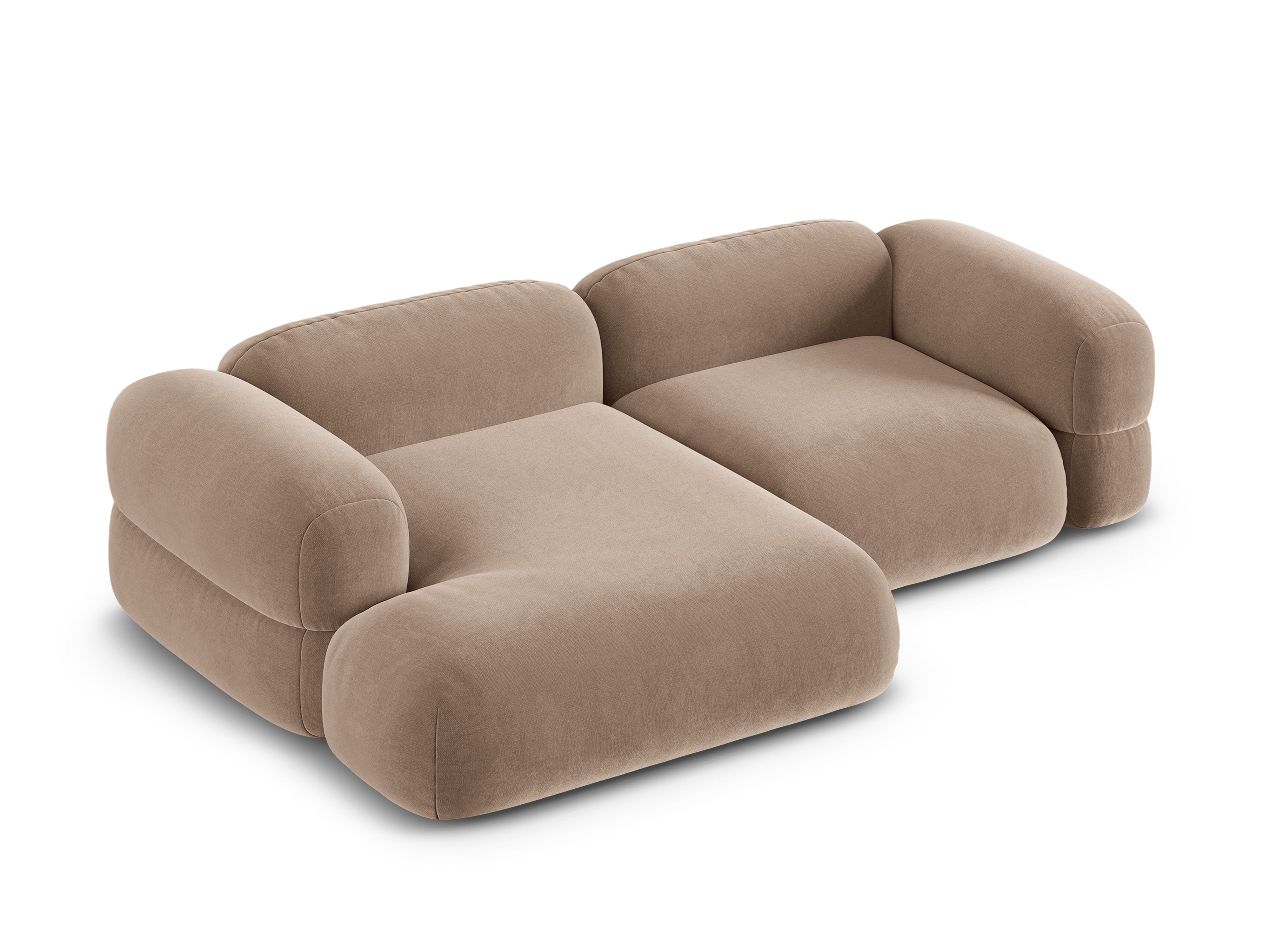 Samt-Ecksofa links ROGER dunkelbeige