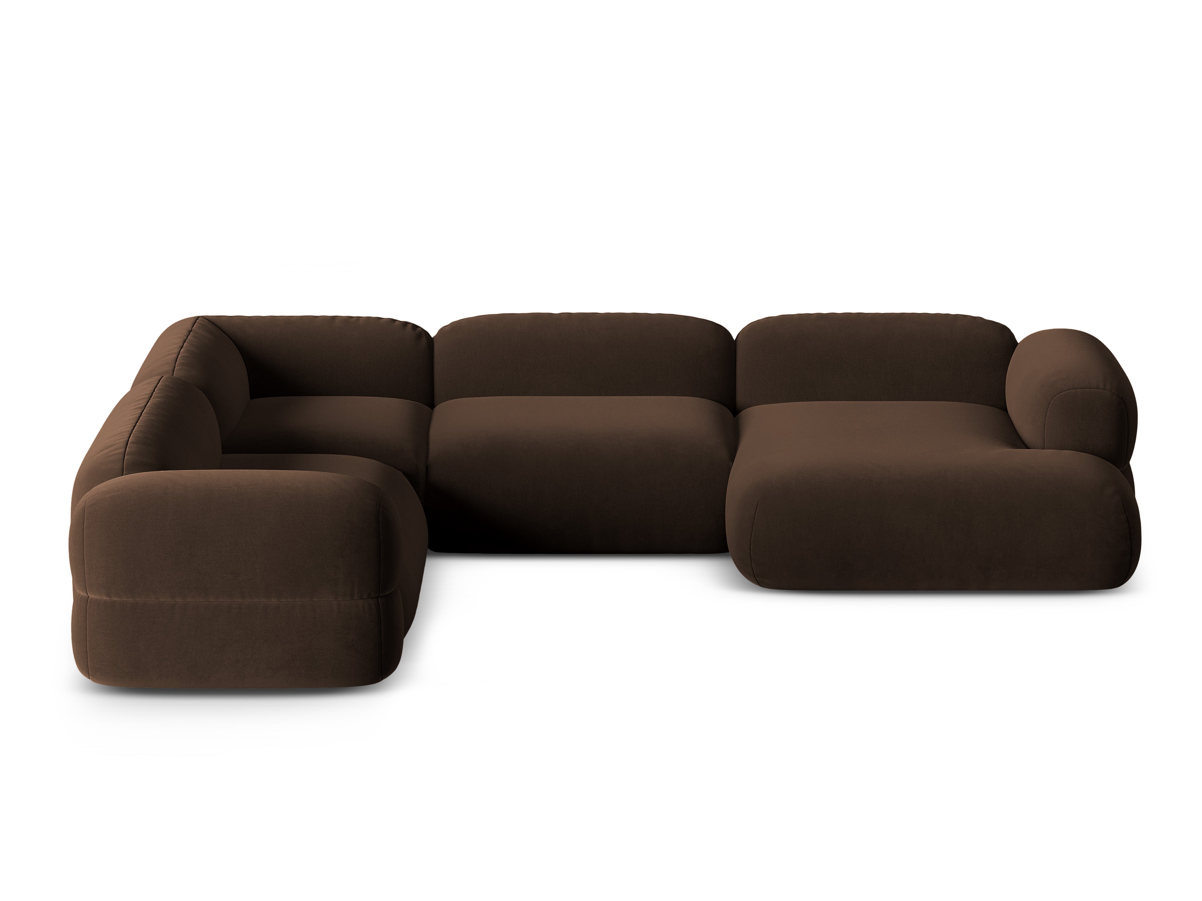 Left-facing U-shaped velvet corner sofa ROGER chocolate