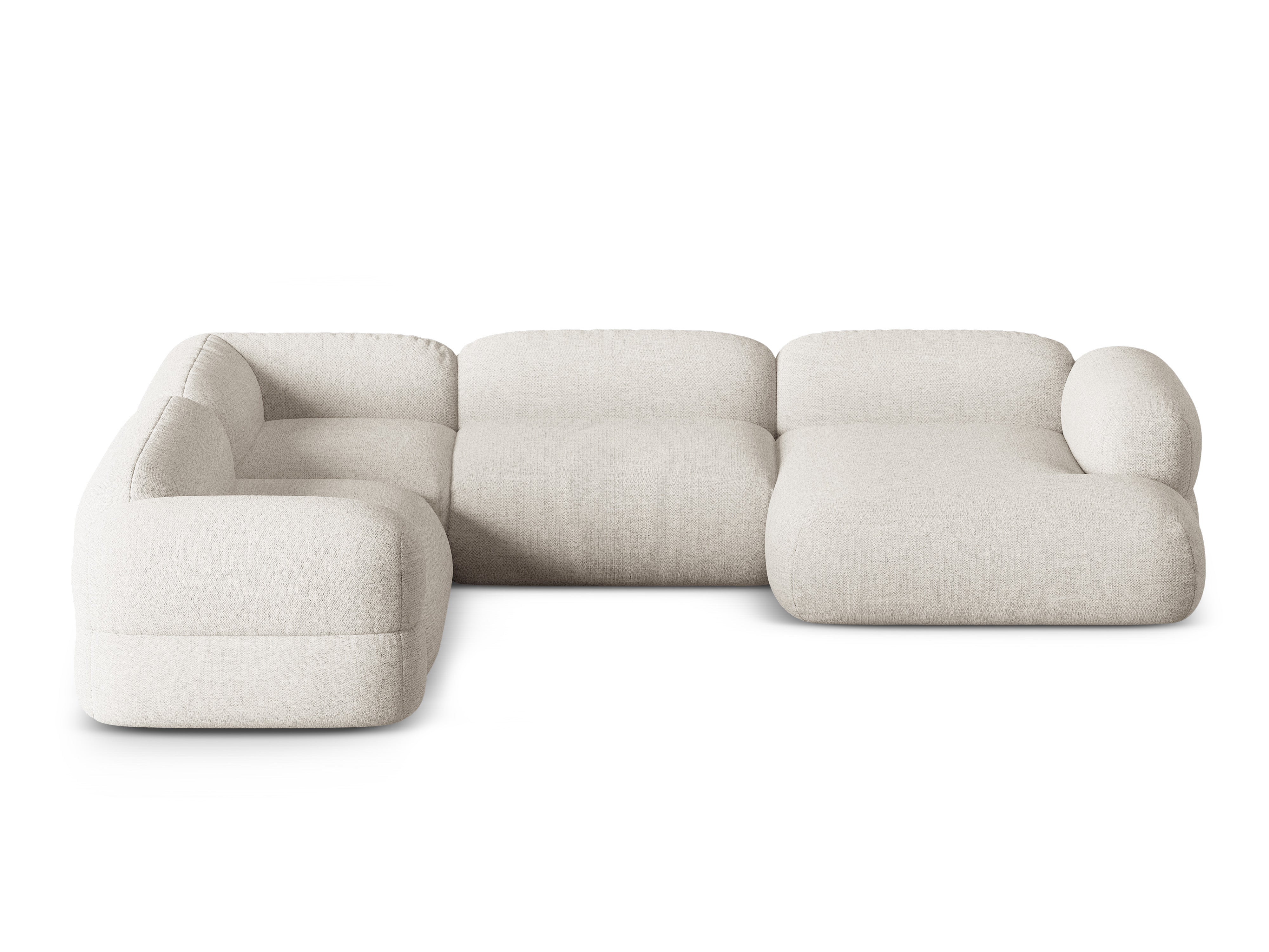 Left-facing U-shaped Corner Sofa ROGER beige chenille