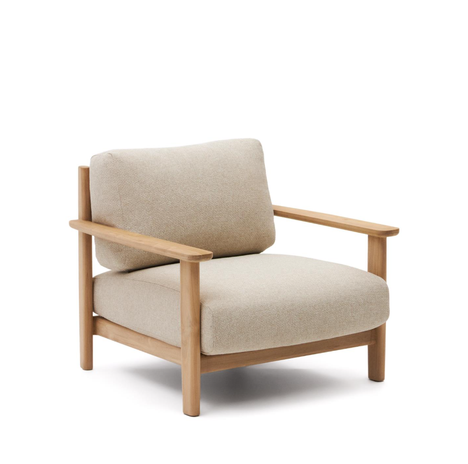 Tirant beige armchair with a wooden base