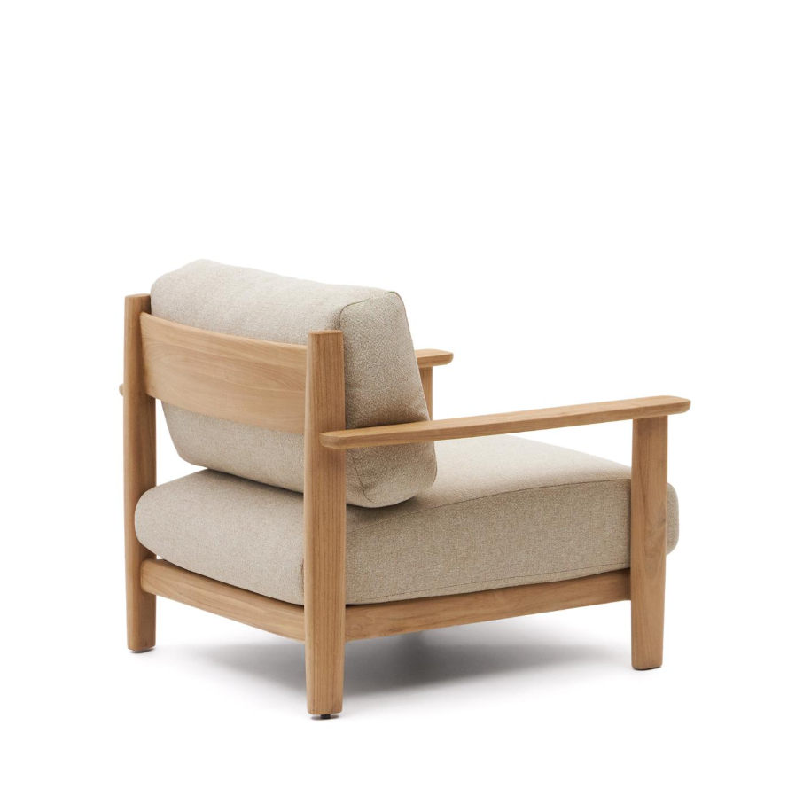 Tirant beige armchair with a wooden base