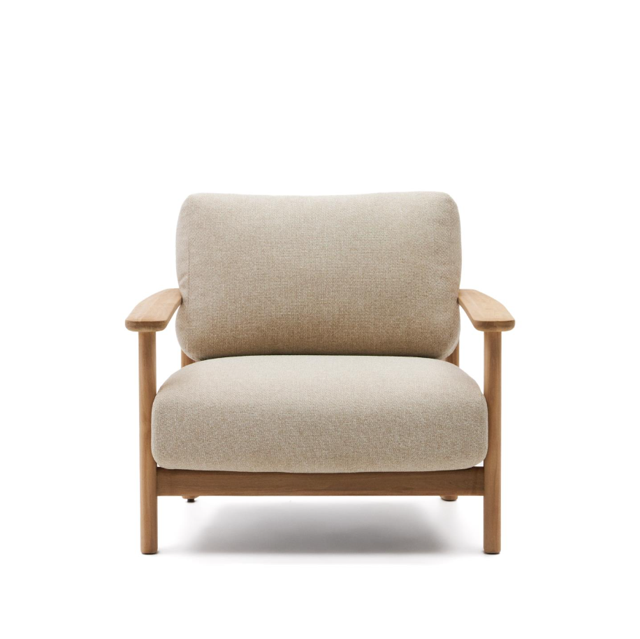 Tirant beige armchair with a wooden base