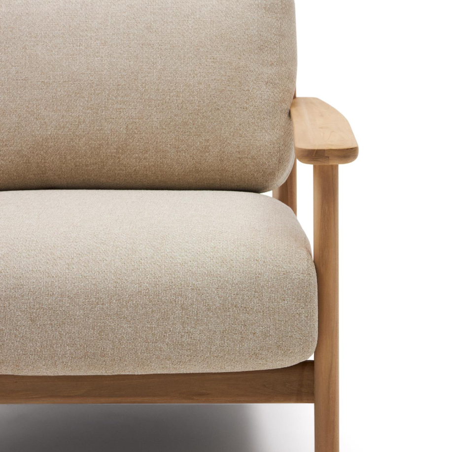 Tirant beige armchair with a wooden base