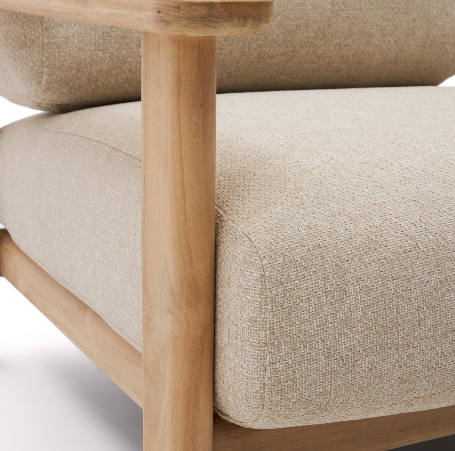 Tirant beige armchair with a wooden base