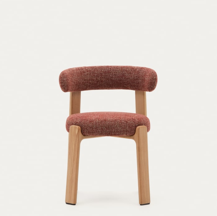 GRANITE chair in red chenille with an ash base