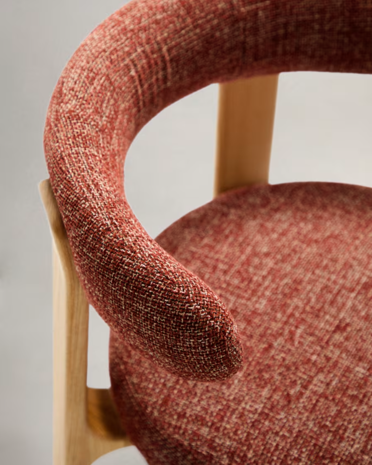 GRANITE chair in red chenille with an ash base