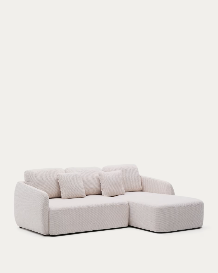 Linksseitige Ecksofa Klapper 3-Personen Écru Laira
