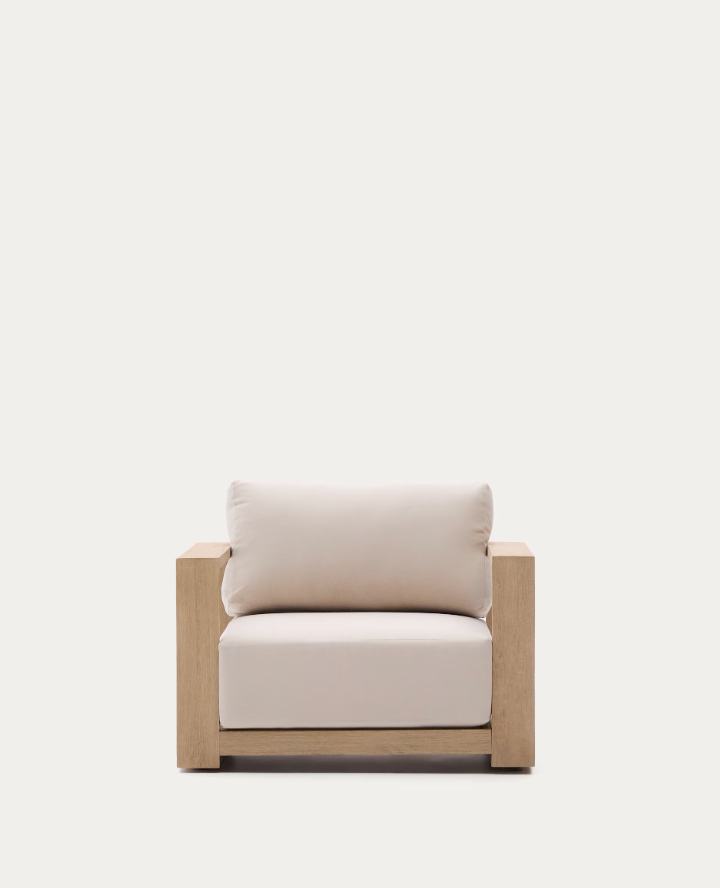 Ambra external armchair acacia wood with a creamy seat