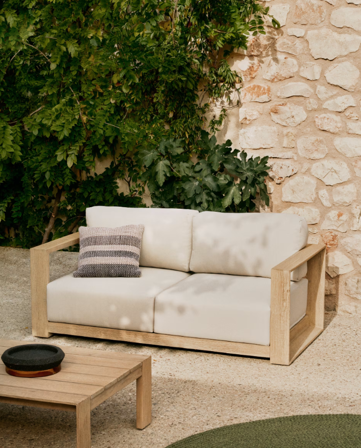 External sofa Ambra Ambra Akacja Wood with a creamy seat