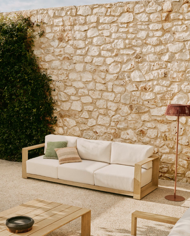 Ambra external sofa Ambra acacia wood with a creamy seat