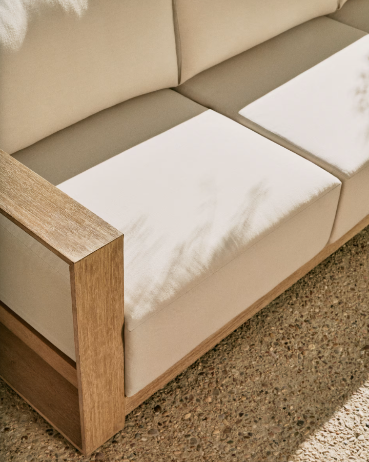 Ambra externes Sofa Ambra Acacia Holz mit cremiger Sitz