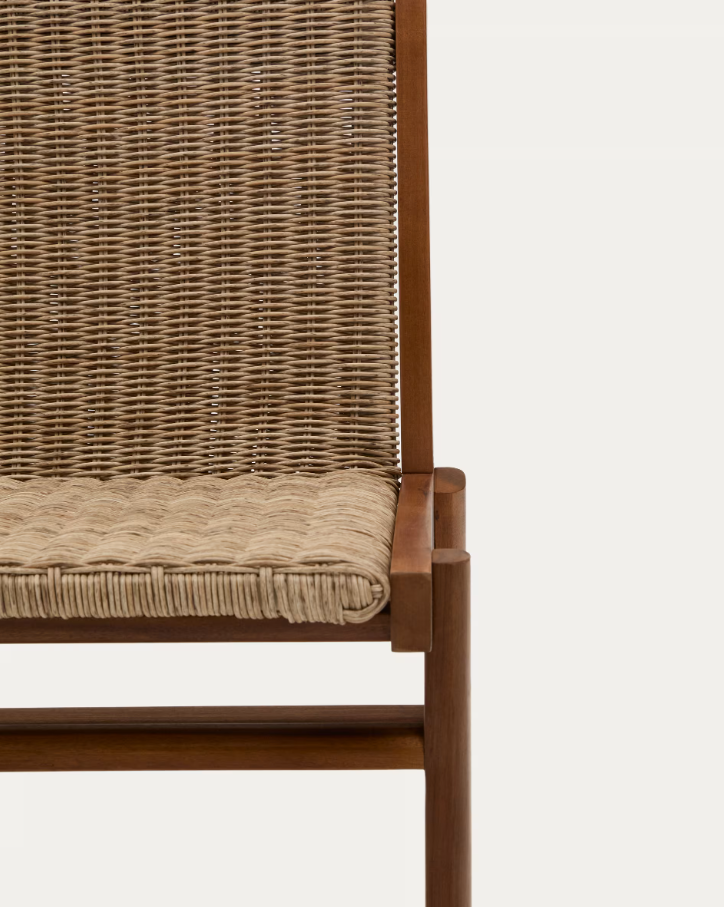 ITANI external chair, acacia wood with rattan seat