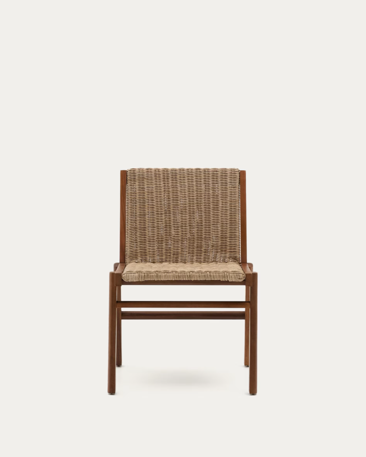 ITANI external chair, acacia wood with rattan seat