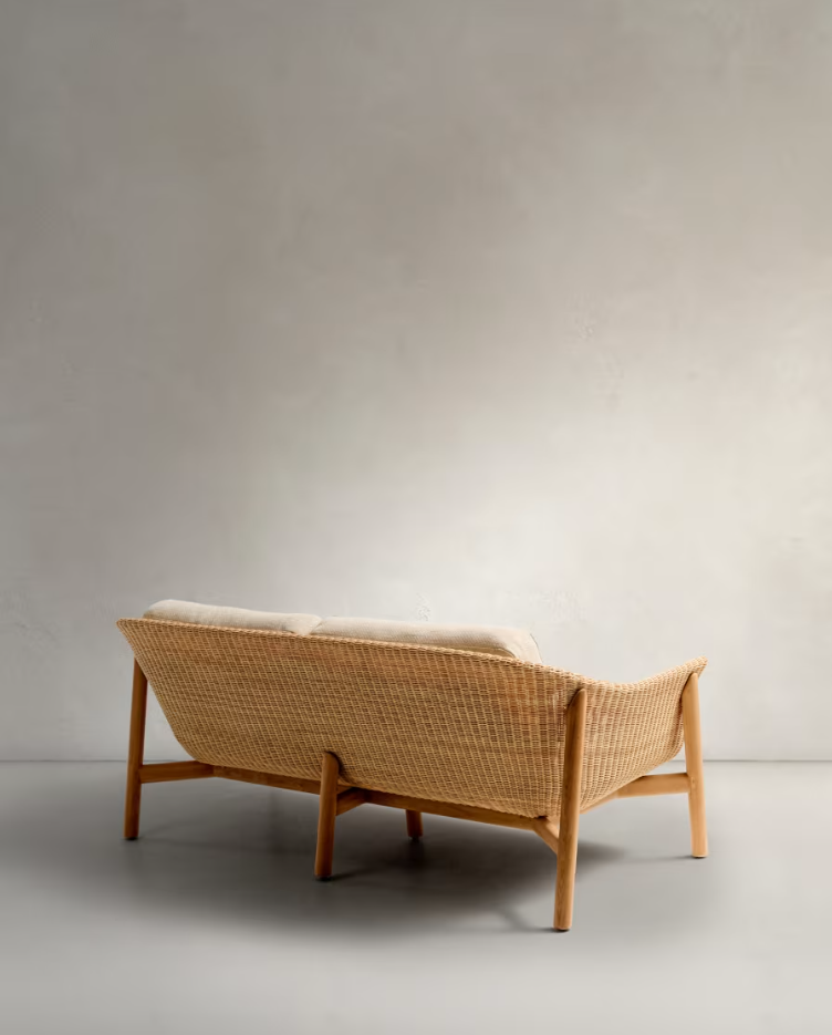 Außensofa 2-Personen Galea Wood und Rattan Wood