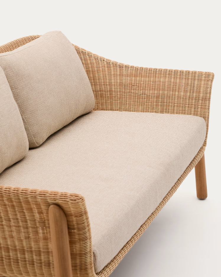 Außensofa 2-Personen Galea Wood und Rattan Wood