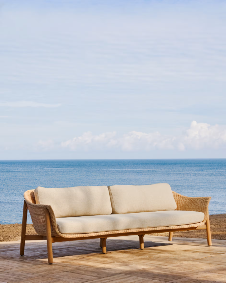 Außensofa 3-Personen Galea Wood und Rattan Wood