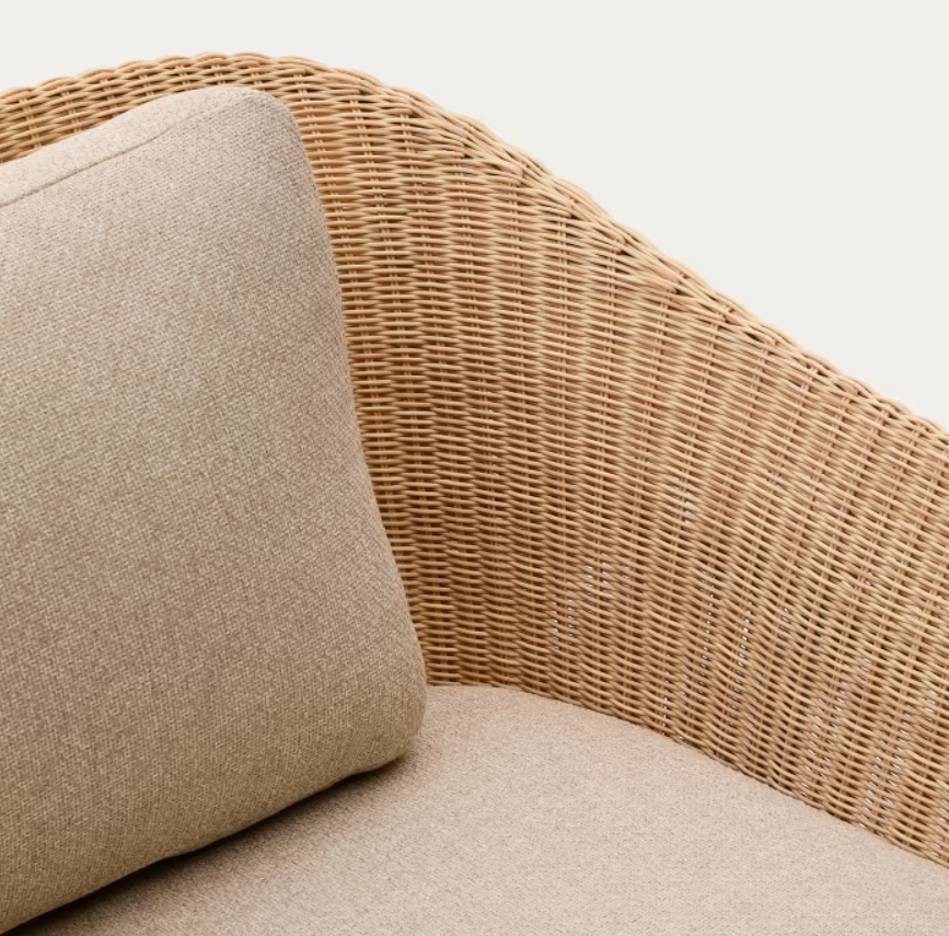 External sofa 3-person galea wood and rattan wood