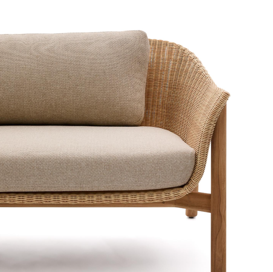 Außensofa 3-Personen Galea Wood und Rattan Wood