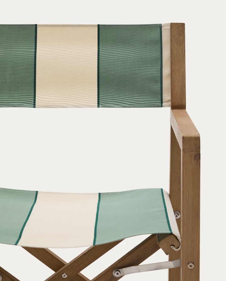 Eternal folding chair Vilara green and beige with acacia base [Julia] [Amelia SPR]