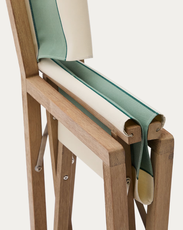 Eternal folding chair Vilara green and beige with acacia base [Julia] [Amelia SPR]