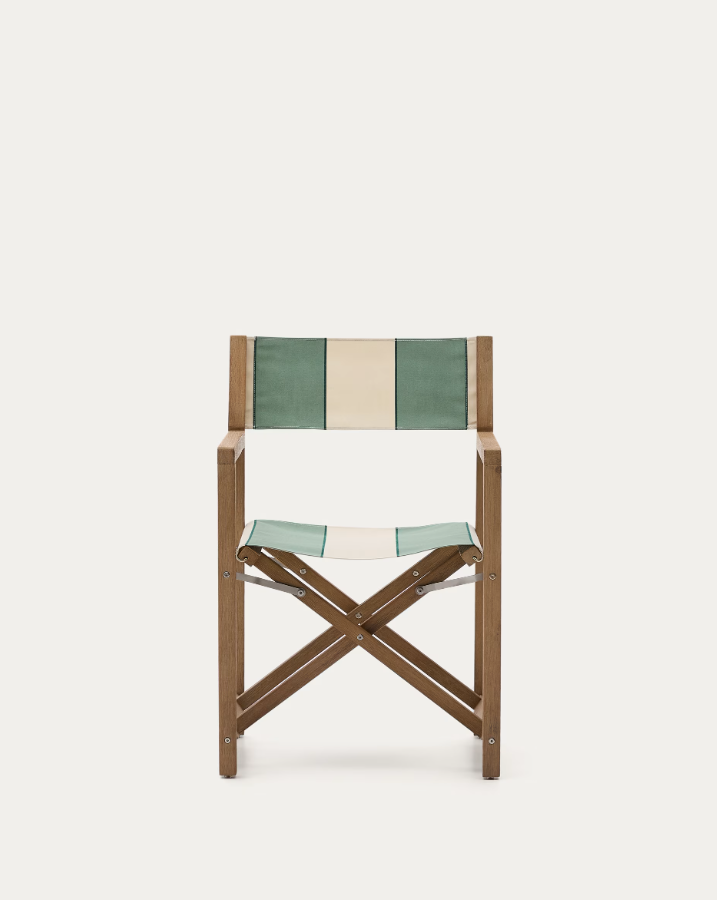 Eternal folding chair Vilara green and beige with acacia base [Julia] [Amelia SPR]