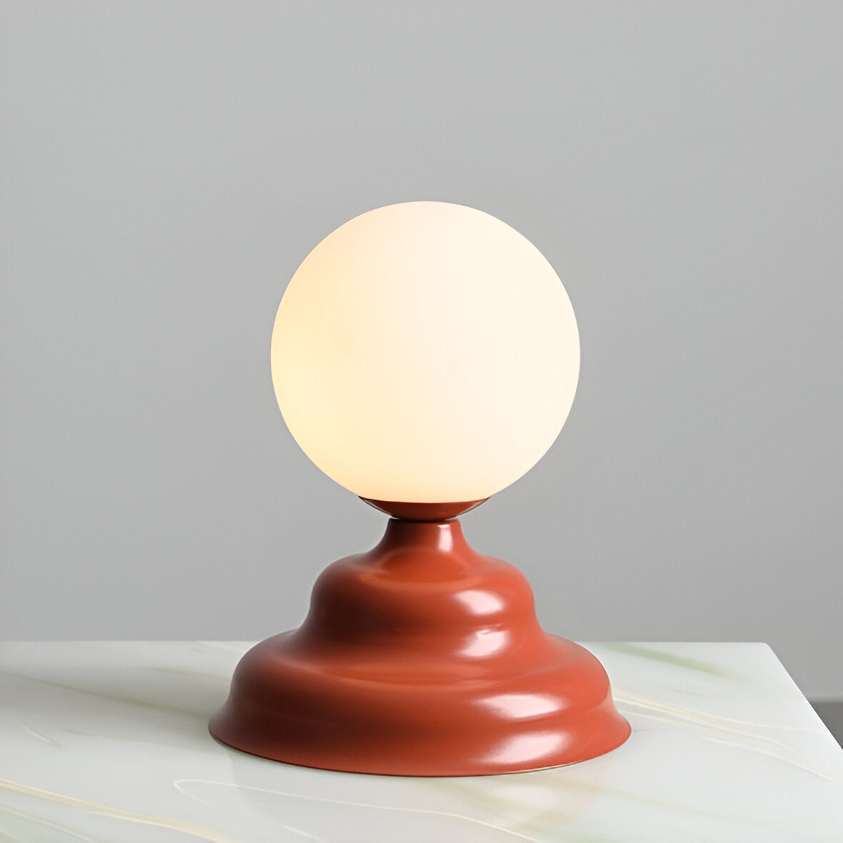 Lampa stołowa ze szklanym kloszem FALA ceglany