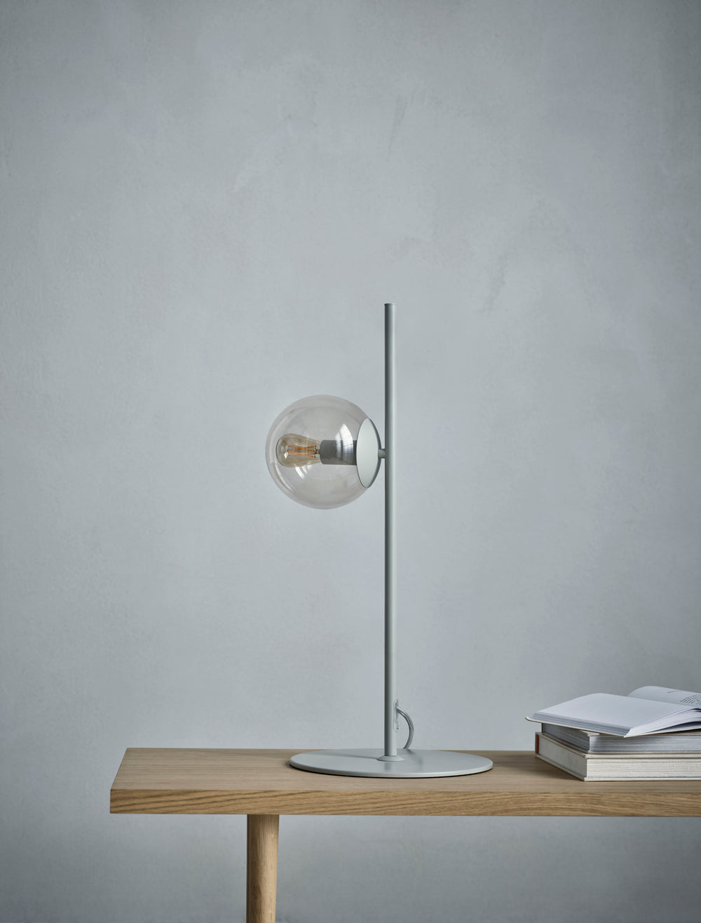 Gray orb table lamp