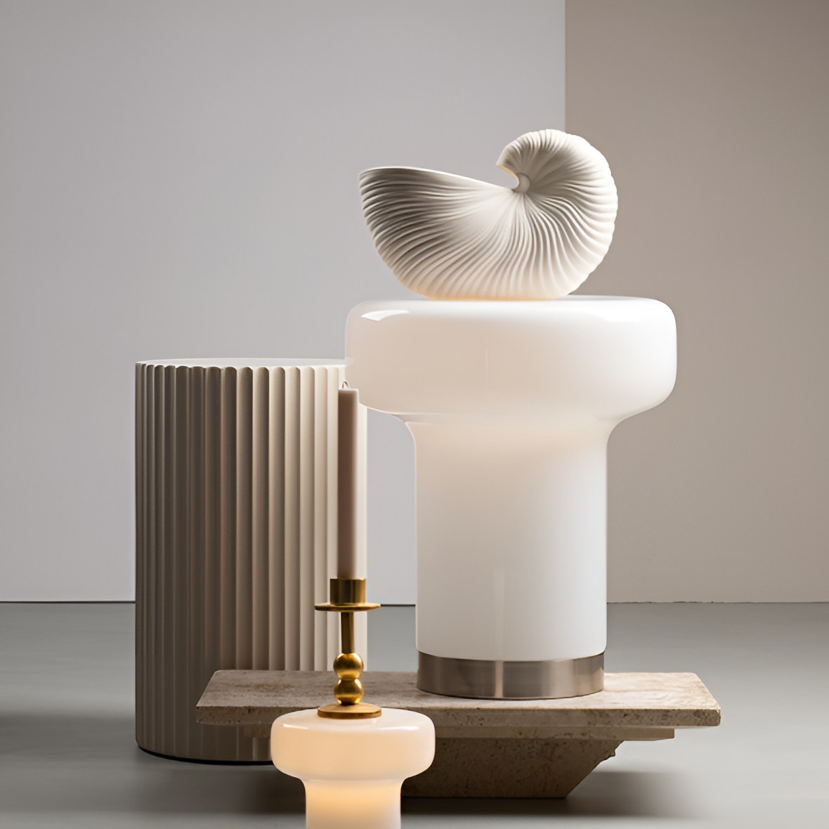 Cream bonbon floor lamp