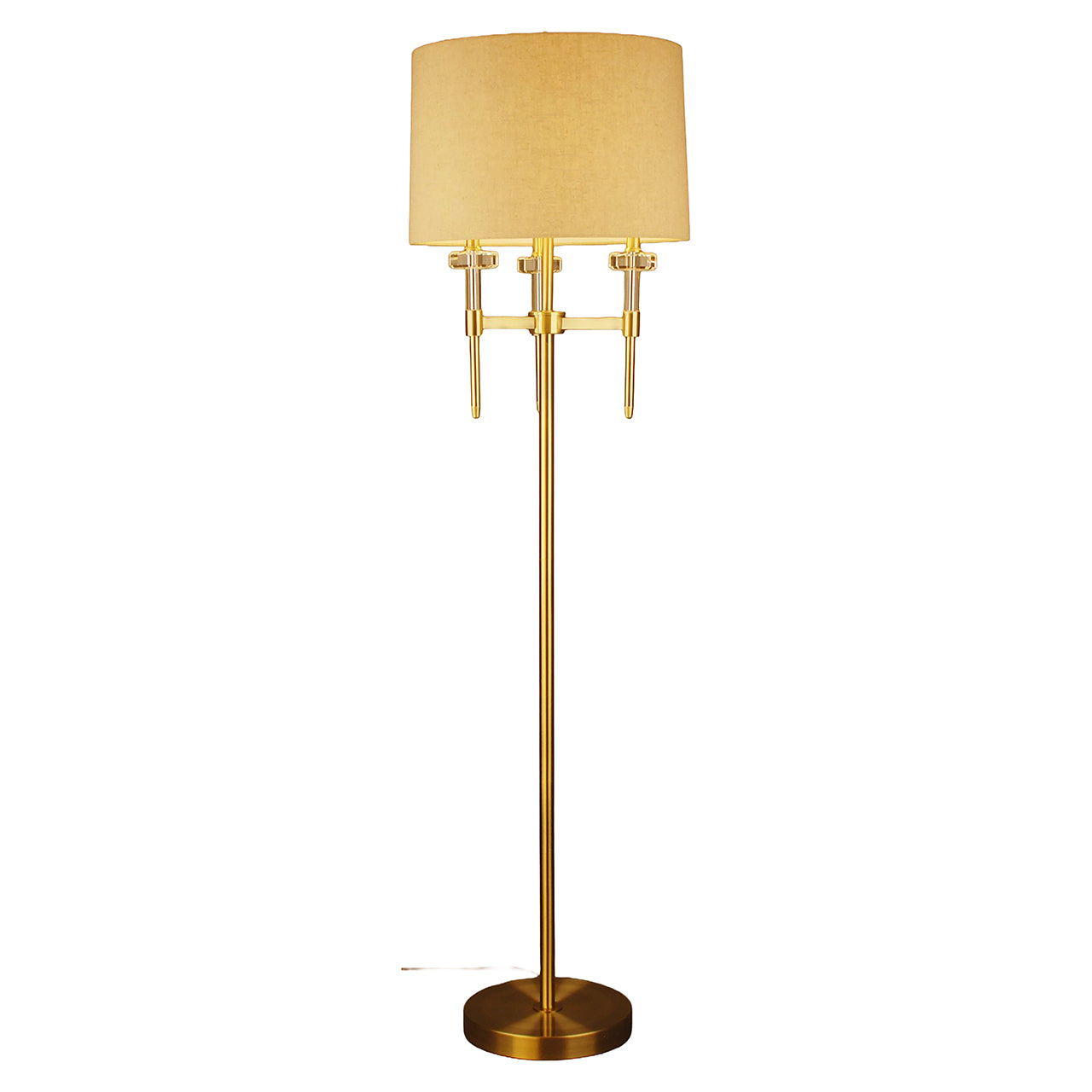 Lampa podłogowa JOSIE beżowy klosz ze złotą podstawą