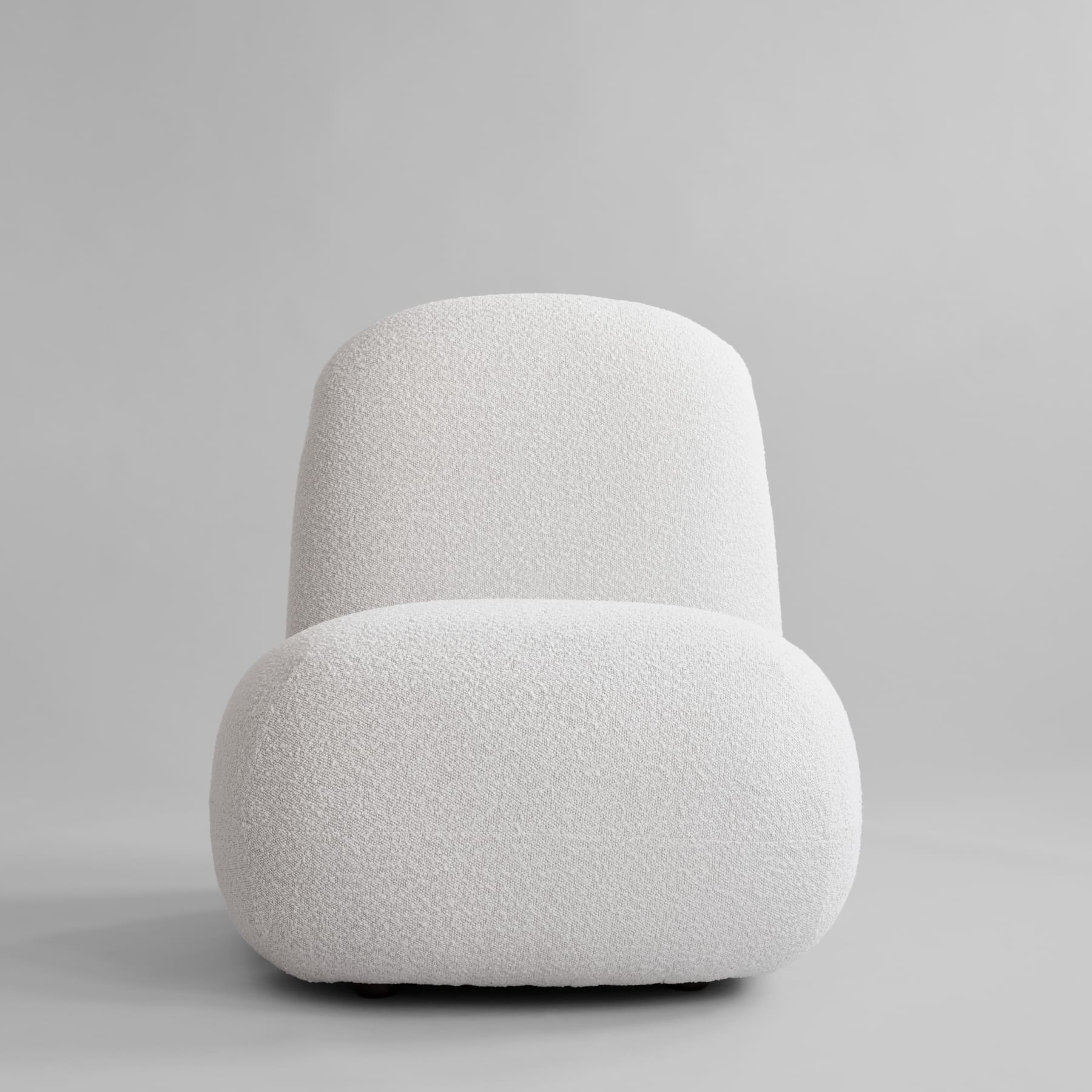 TOE FLAT armchair without armrests in white bouclé