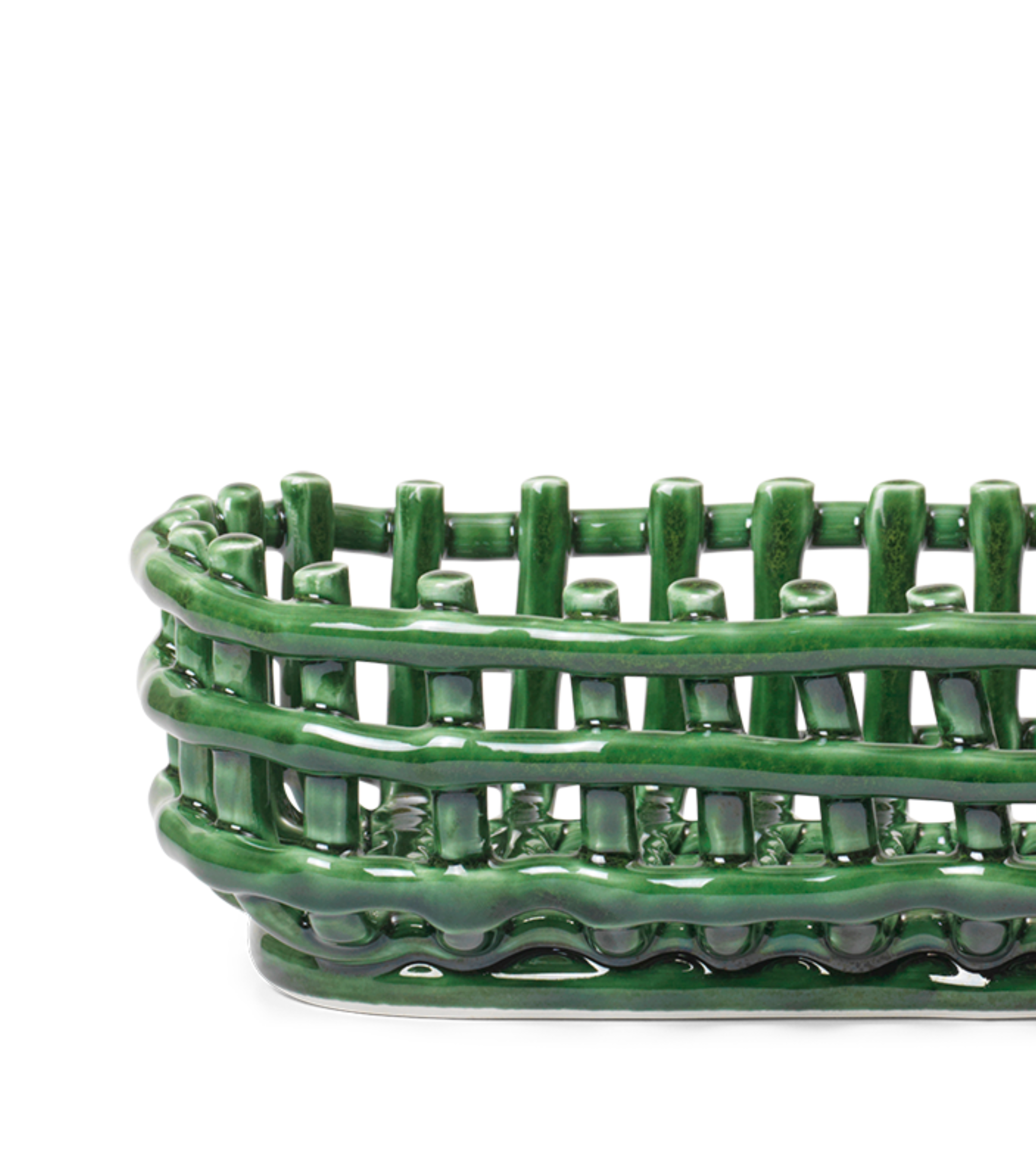 Koszyk CERAMIC BASKET OVAL zielony