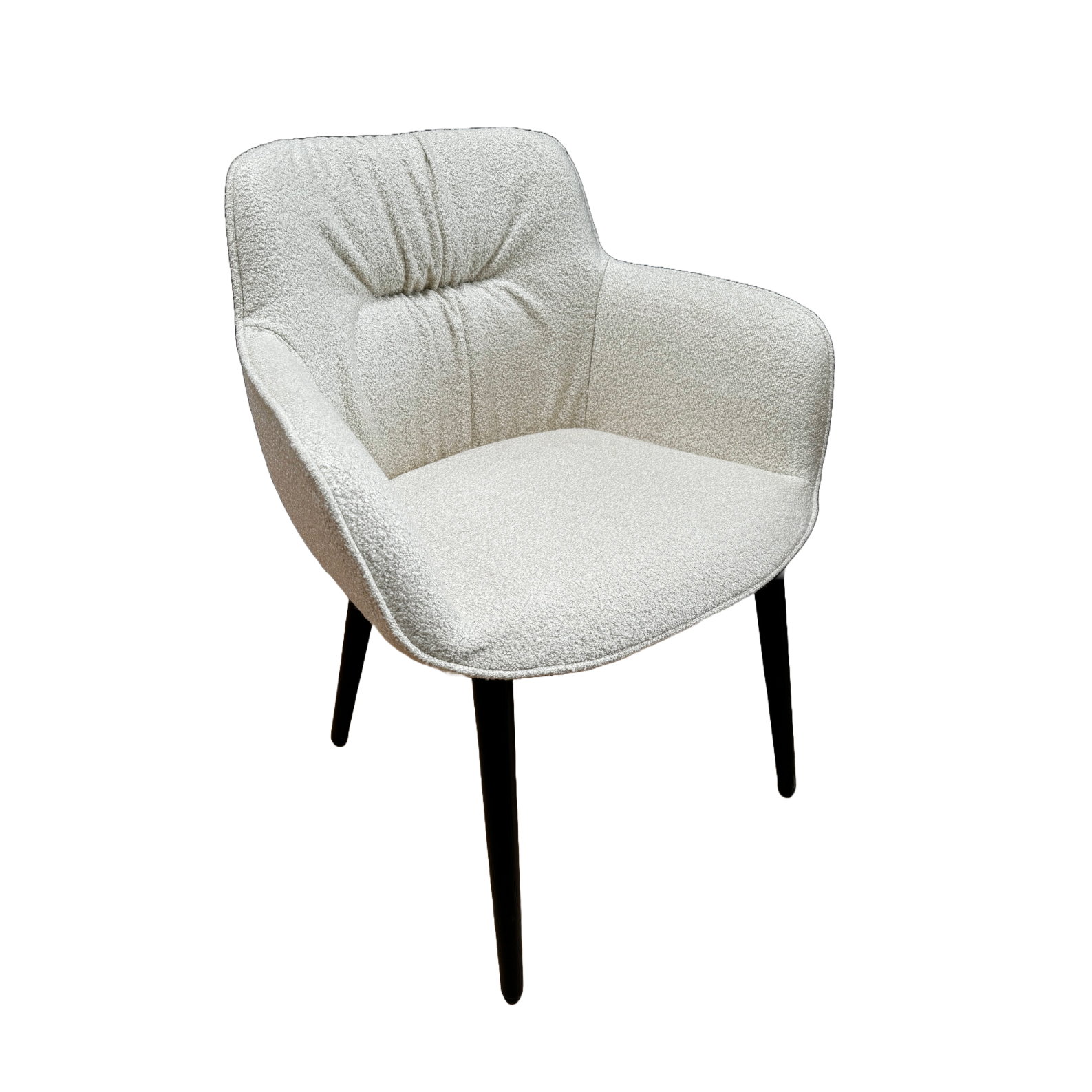 Cocoon cream chair with a black base